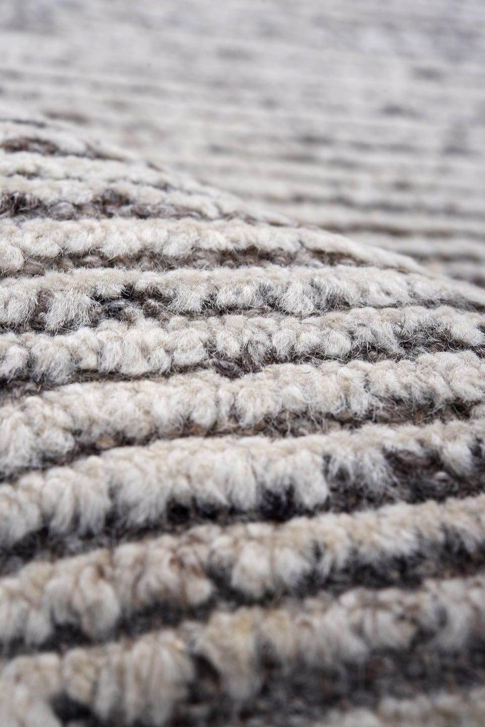 2' x 13' one-of-a-kind handmade vintage Tulu runner rug. Color palette: ivory, gray, charcoal, black