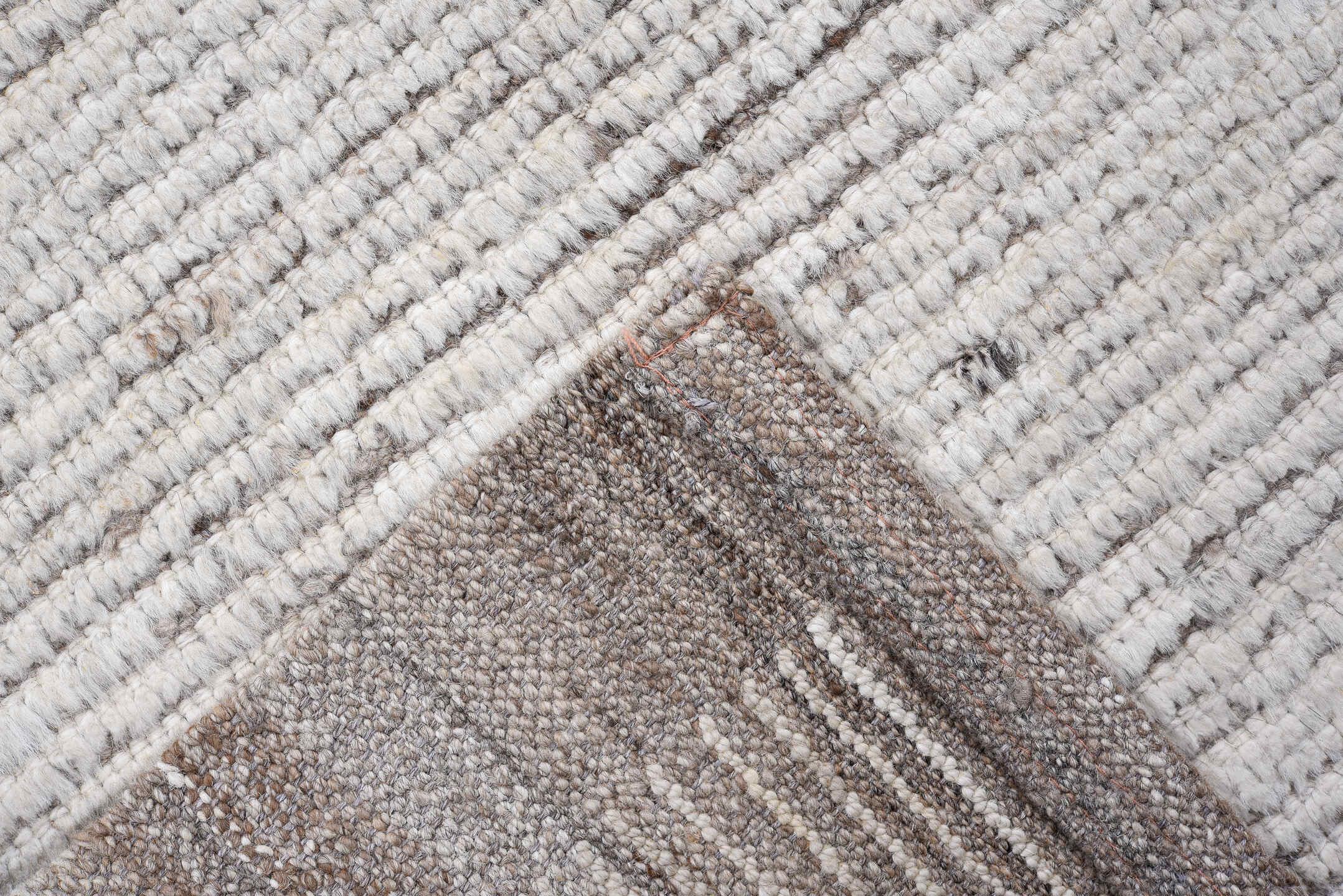 2' x 15' one-of-a-kind handmade vintage Tulu runner rug. Color palette: ivory, taupe, gray, cream, beige