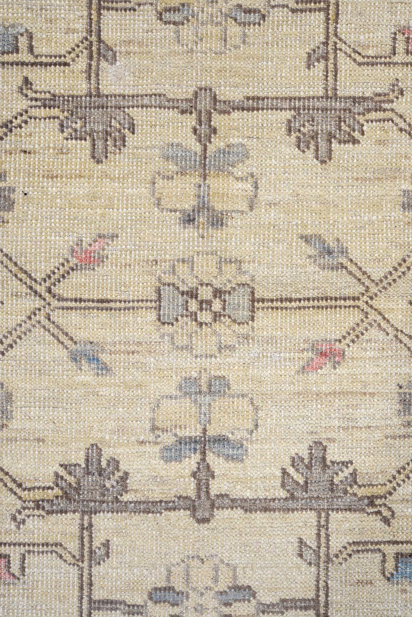 3' x 10' one-of-a-kind handmade vintage Oushak runner rug. Color palette: ivory, gray, taupe, slate, dusty blue, blush