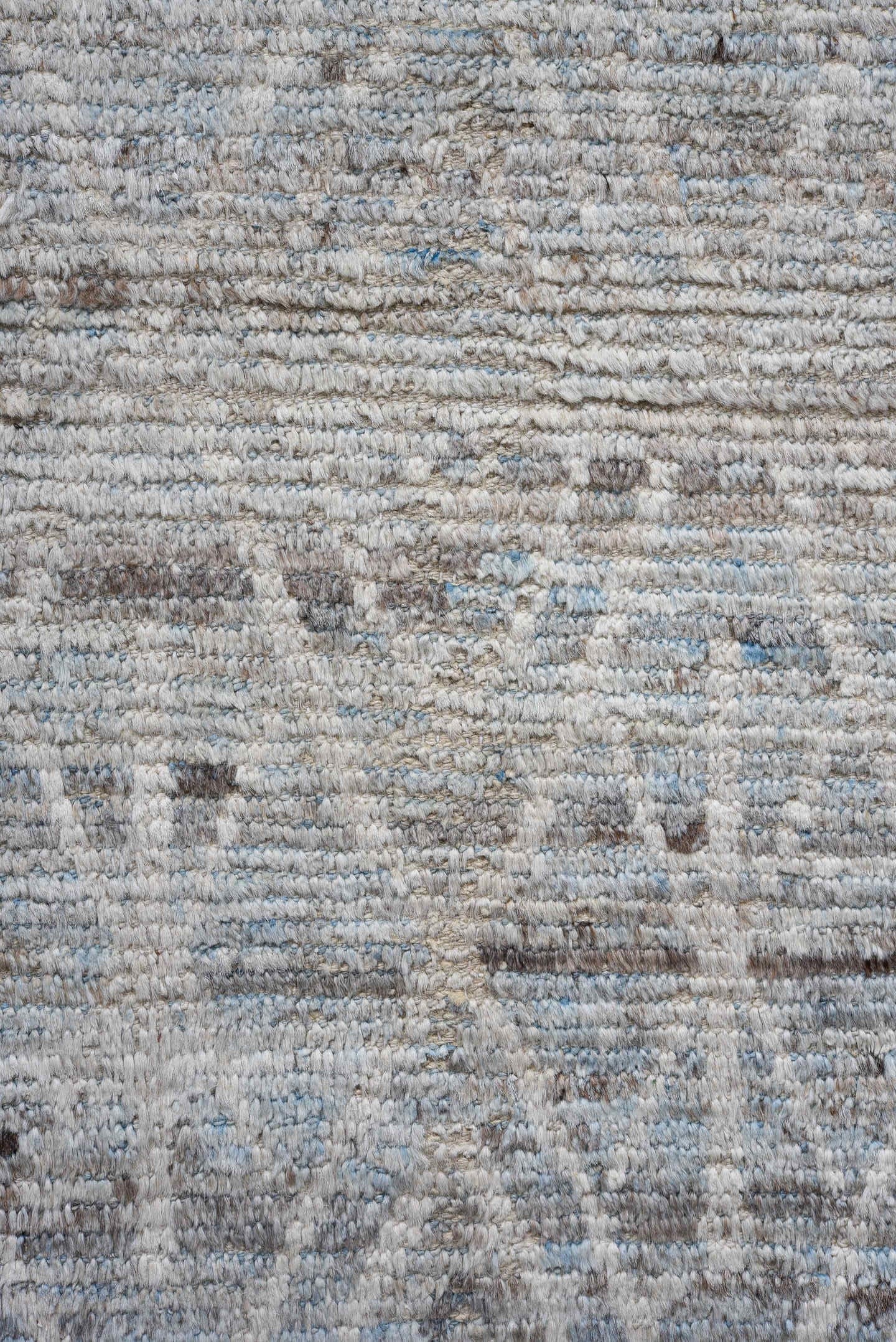 3' x 15' one-of-a-kind handmade vintage Tulu runner rug. Color palette: ivory, sky blue, slate, light gray, taupe