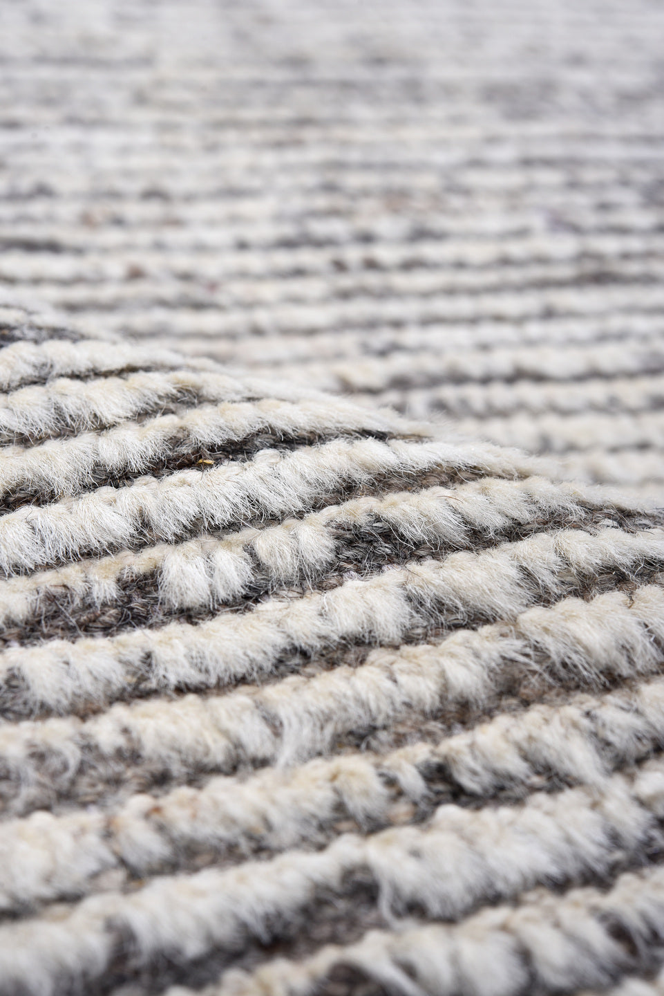 3' x 11' one-of-a-kind handmade vintage Tulu runner rug. Color palette: light gray, gray, off-white, blue, black, silver