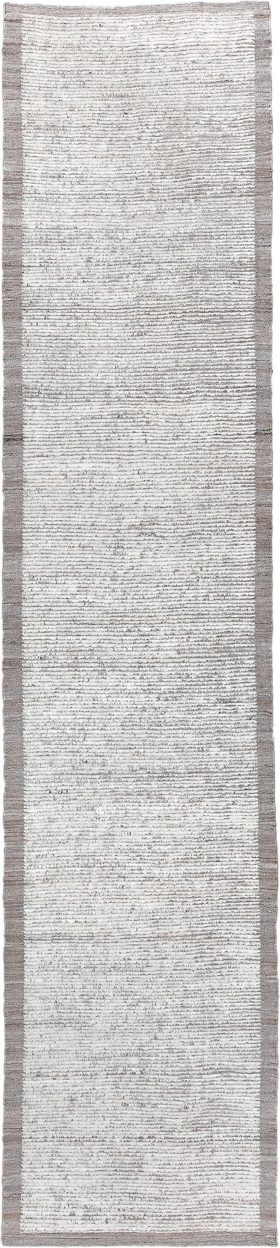 3' x 14' one-of-a-kind handmade vintage Tulu runner rug. Color palette: ivory, taupe, gray, cream, beige