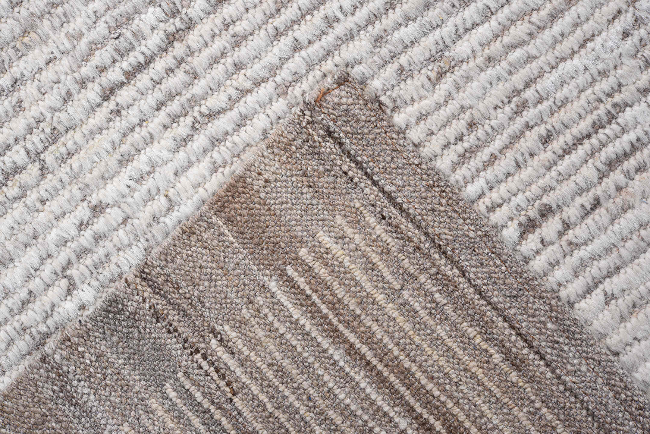 3' x 14' one-of-a-kind handmade vintage Tulu runner rug. Color palette: ivory, taupe, gray, cream, beige