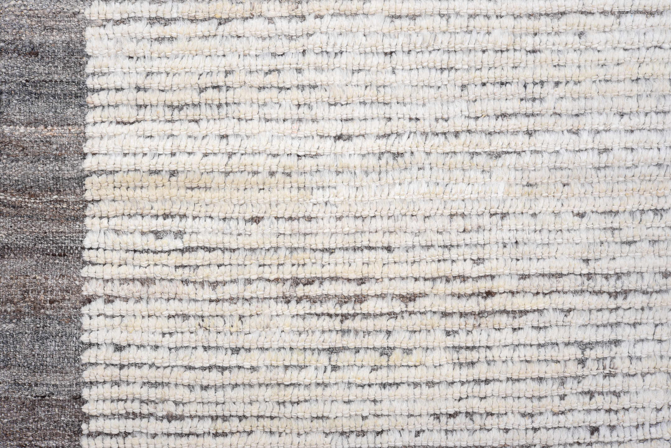 3' x 10' one-of-a-kind handmade vintage Tulu runner rug. Color palette: ivory, charcoal, gray, taupe, black, beige