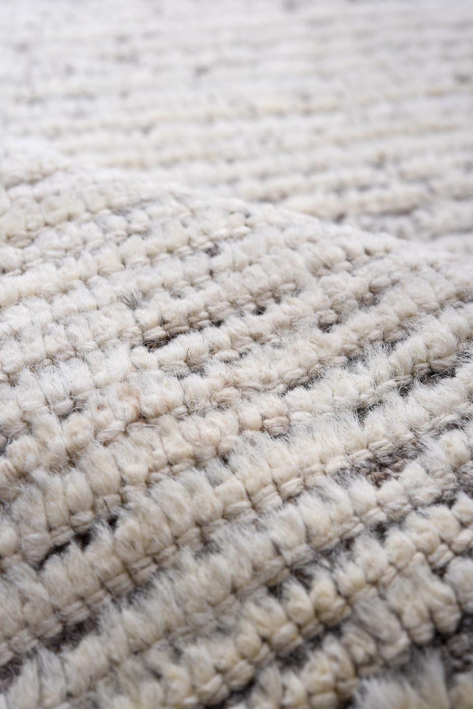 3' x 10' one-of-a-kind handmade vintage Tulu runner rug. Color palette: ivory, charcoal, gray, taupe, black, beige