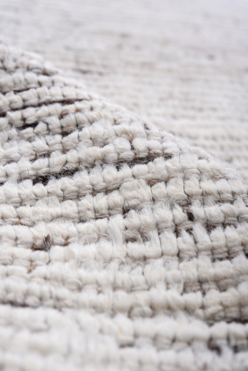3' x 17' one-of-a-kind handmade vintage Tulu runner rug. Color palette: ivory, charcoal, taupe, brown, gray, black, beige