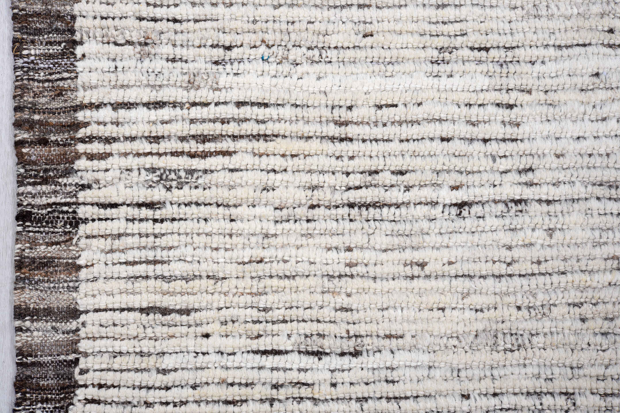 3' x 14' one-of-a-kind handmade vintage Tulu runner rug. Color palette: ivory, charcoal, taupe, gray, black, beige