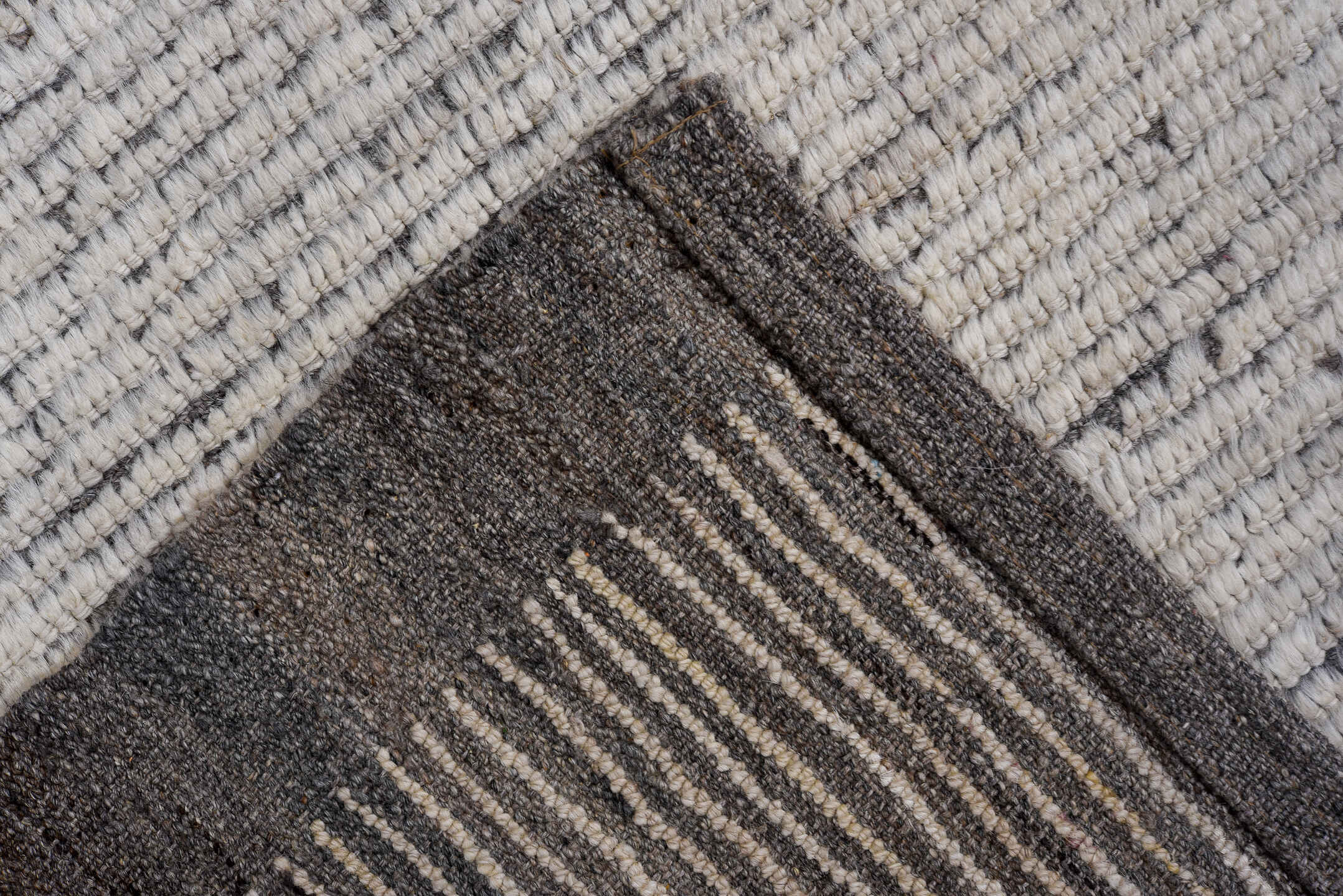 3' x 10' one-of-a-kind handmade vintage Tulu runner rug. Color palette: ivory, charcoal, gray, black