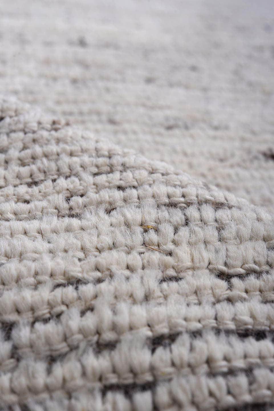 3' x 10' one-of-a-kind handmade vintage Tulu runner rug. Color palette: ivory, charcoal, gray, taupe, black, beige