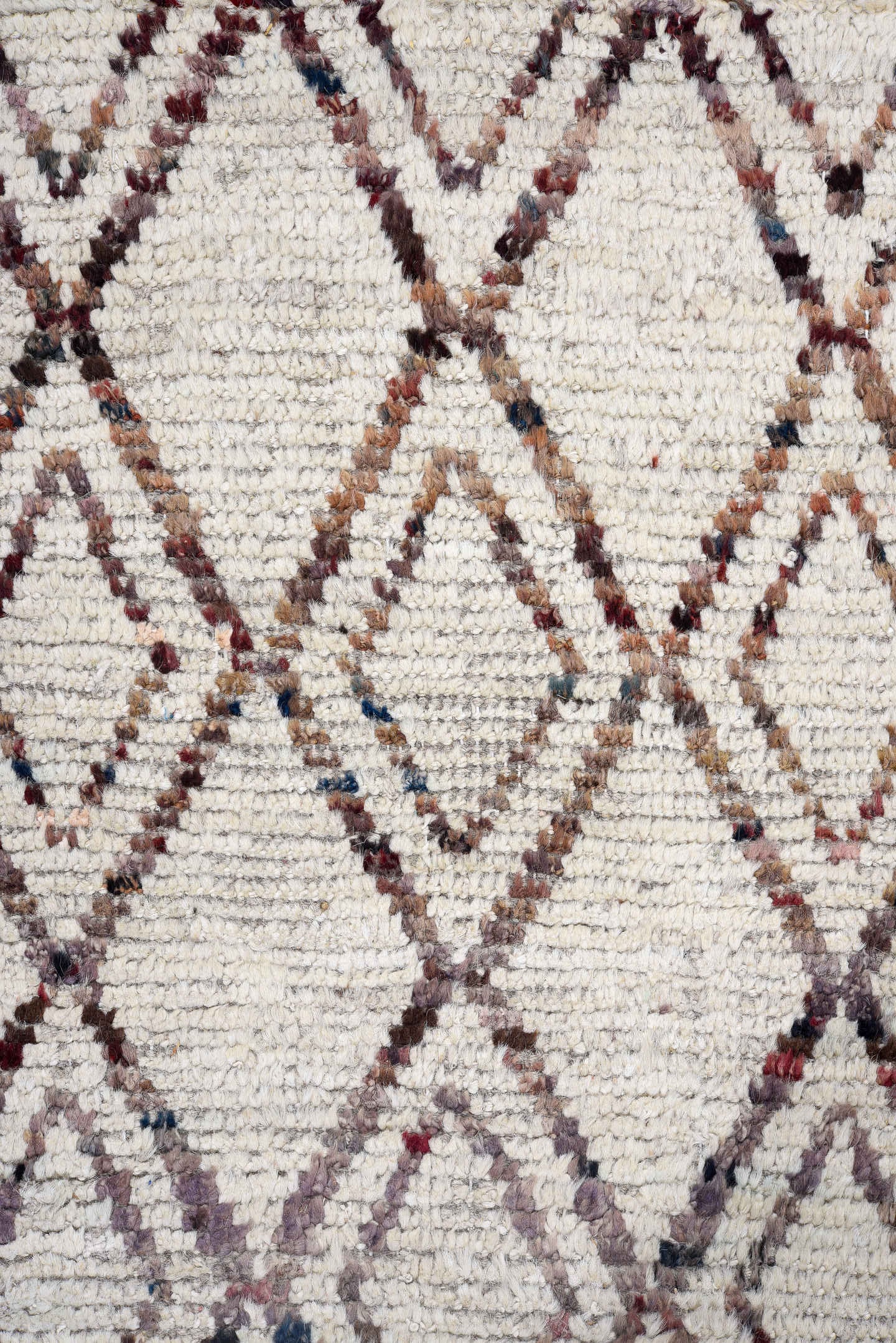 4' x 18' one-of-a-kind handmade vintage Tulu runner rug. Color palette: ivory, charcoal, taupe, rose, gray, black, beige