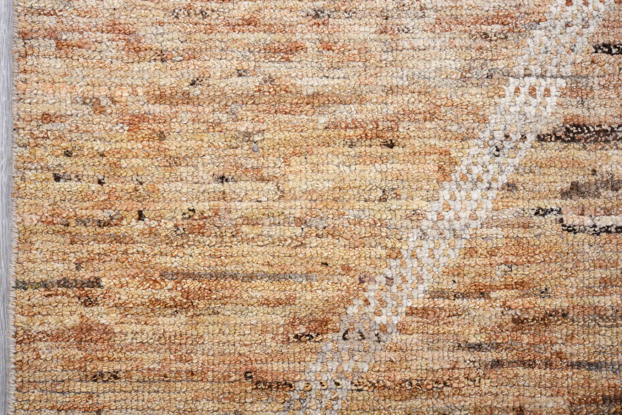 3' x 11' one-of-a-kind handmade vintage Tulu runner rug. Color palette: black, brown, dim gray, gray, light gray, off-white