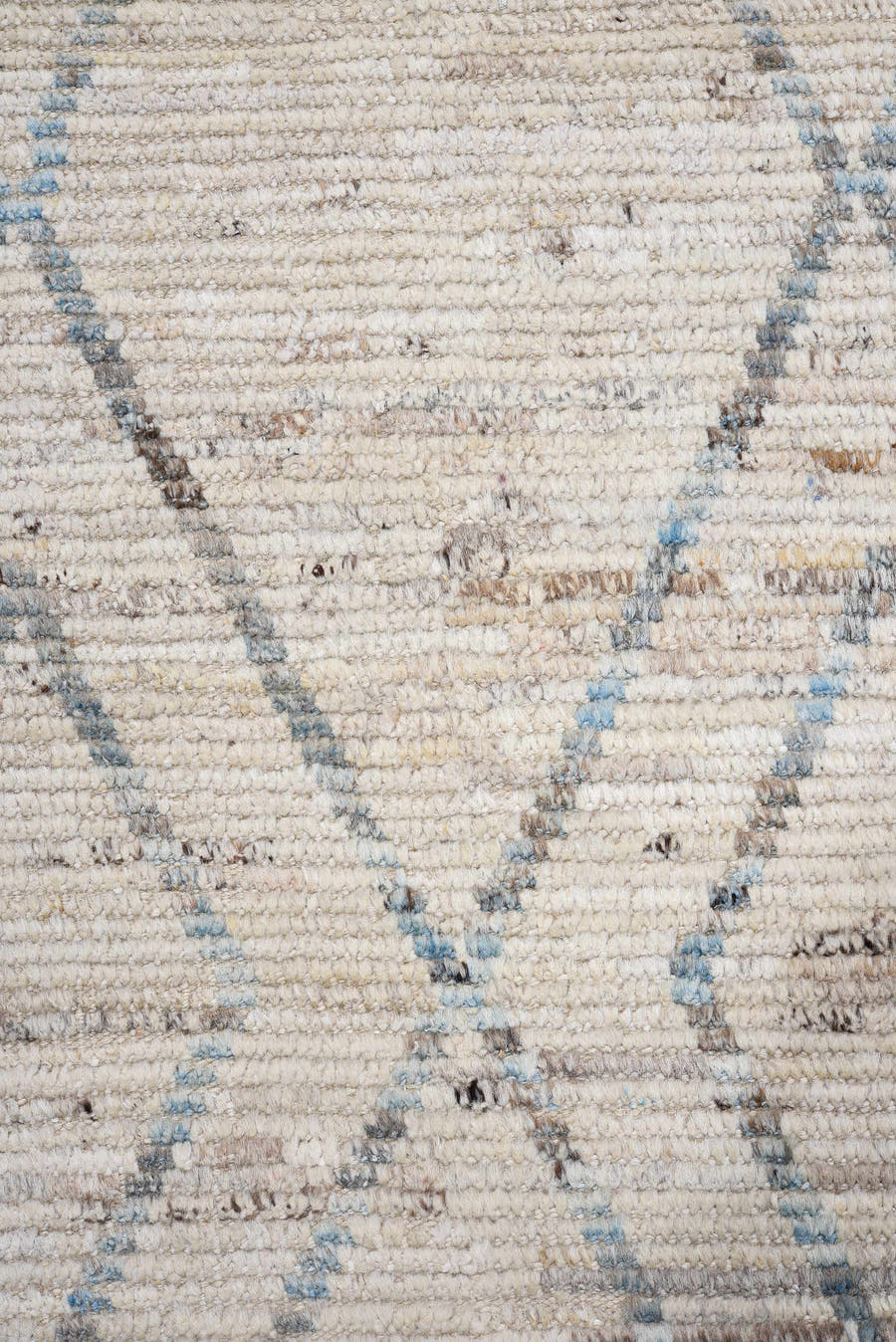 2' x 13' one-of-a-kind handmade vintage Tulu runner rug. Color palette: ivory, taupe, slate, pale blue, beige, gray