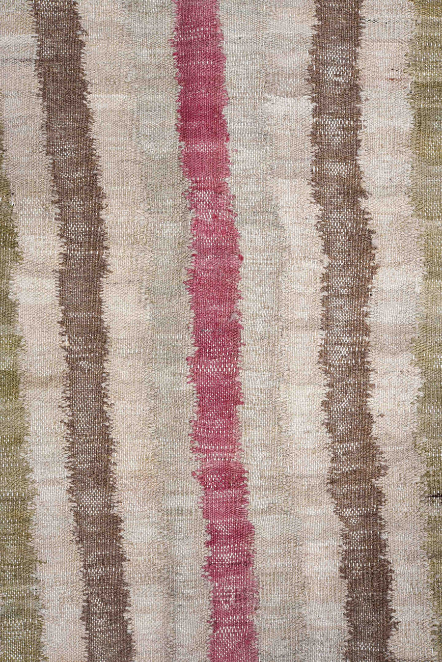 6' x 8' one-of-a-kind handmade vintage Kilim medium size rug. Color palette: ivory, rose, taupe, sage, rust, pink, red