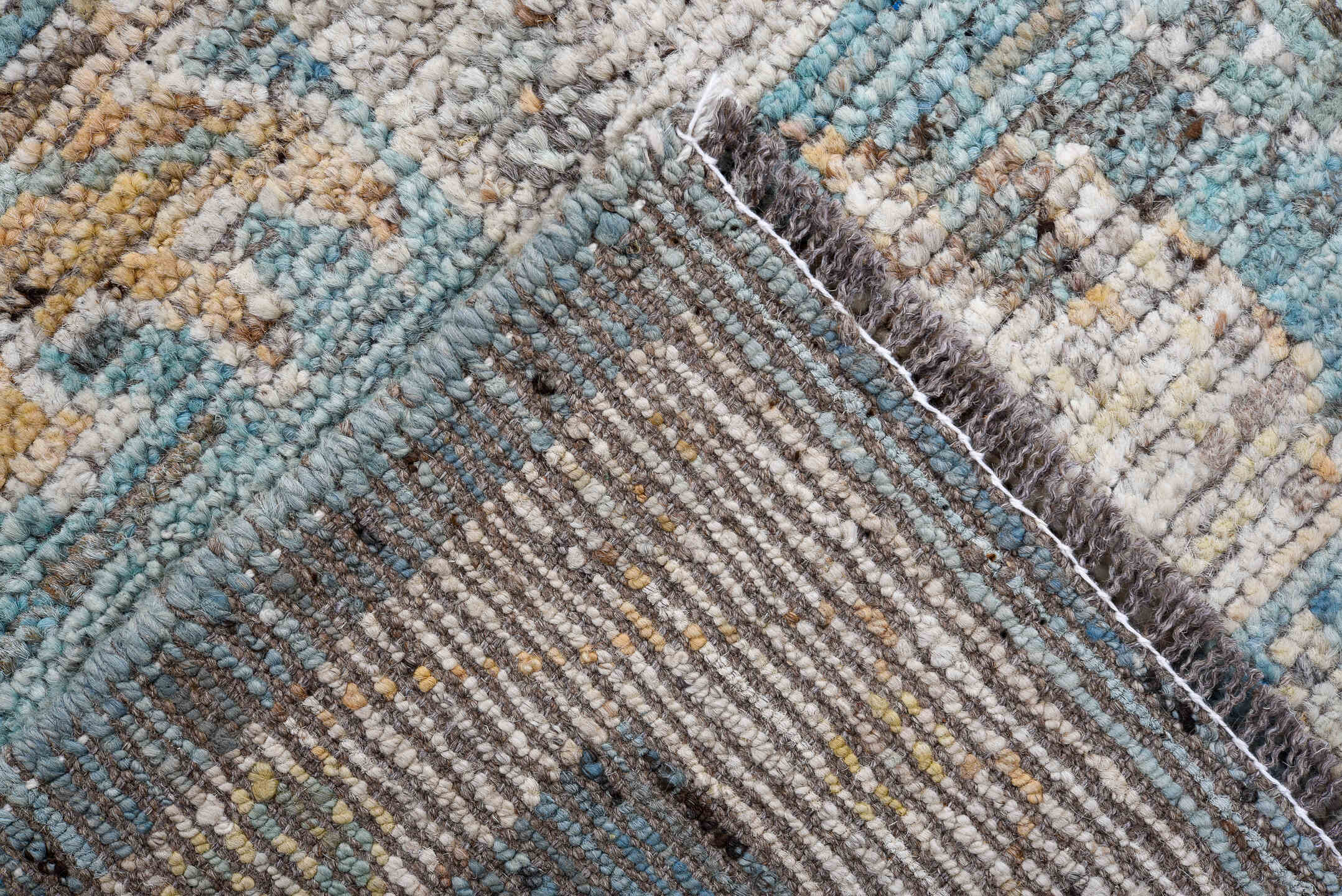 8' x 10' one-of-a-kind handmade vintage Oushak large size rug. Color palette: light blue, ivory, gray, taupe, blush, beige