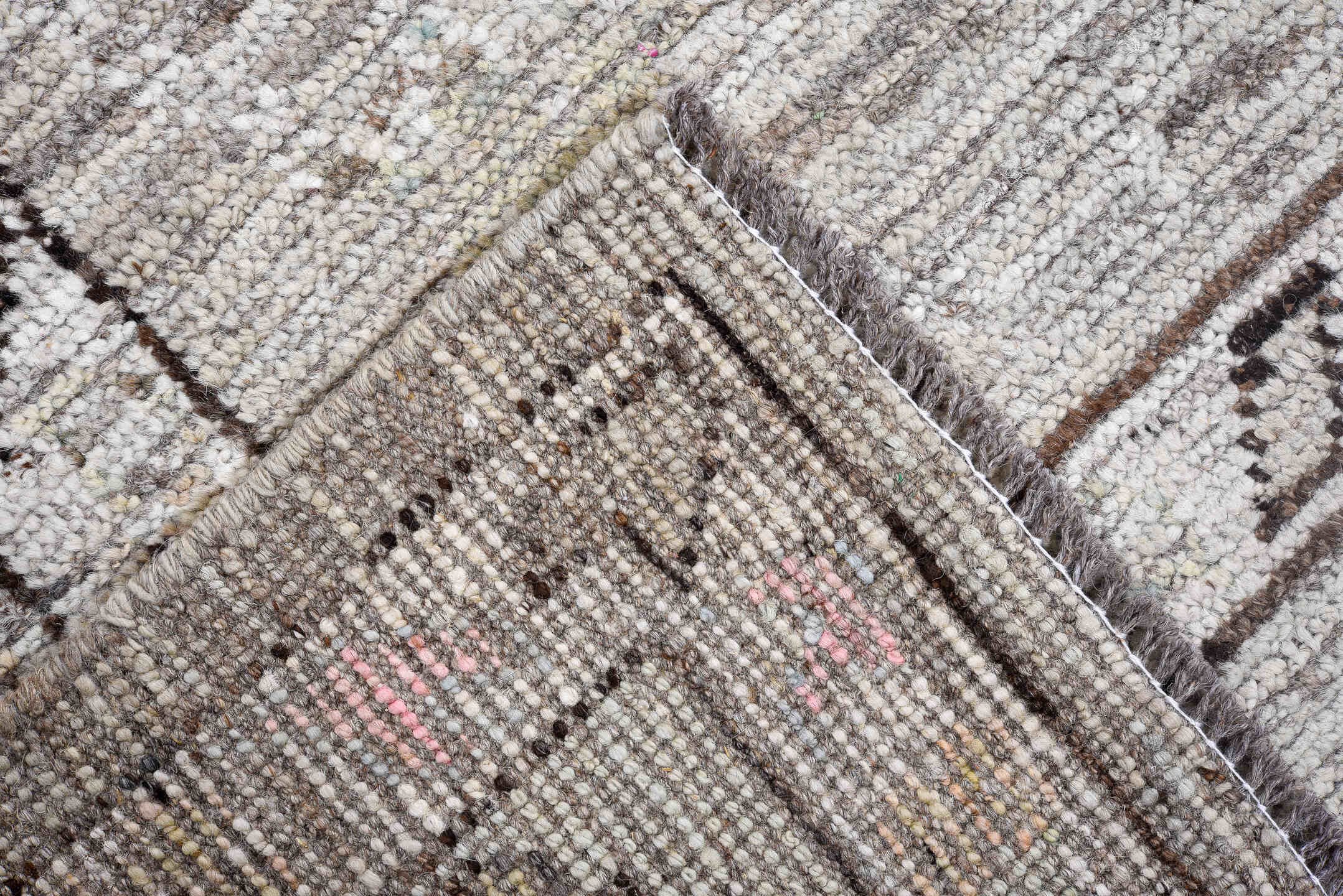 8' x 9' one-of-a-kind handmade vintage Oushak large size rug. Color palette: taupe, ivory, blush, beige, gold, charcoal