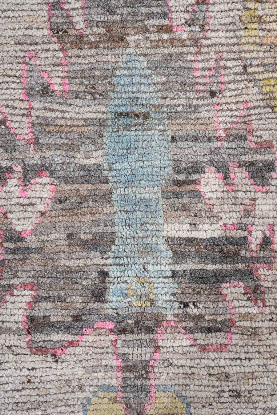 10' x 13' one-of-a-kind handmade vintage Oushak oversize rug. Color palette: ivory, pale blue, sand, pink, gold, taupe