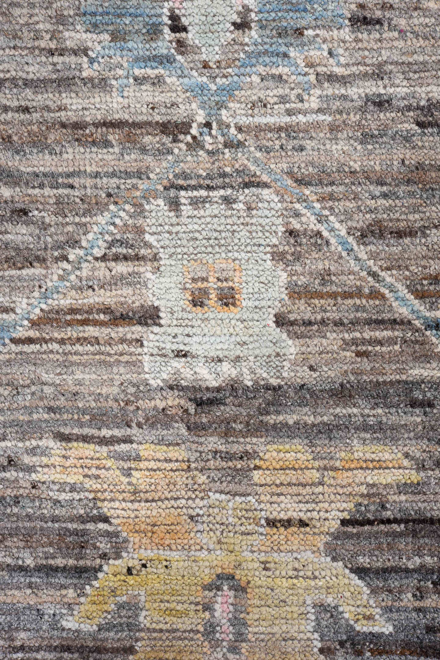 9' x 11' one-of-a-kind handmade vintage Oushak large size rug. Color palette: gray, powder_blue, ivory, blush, taupe
