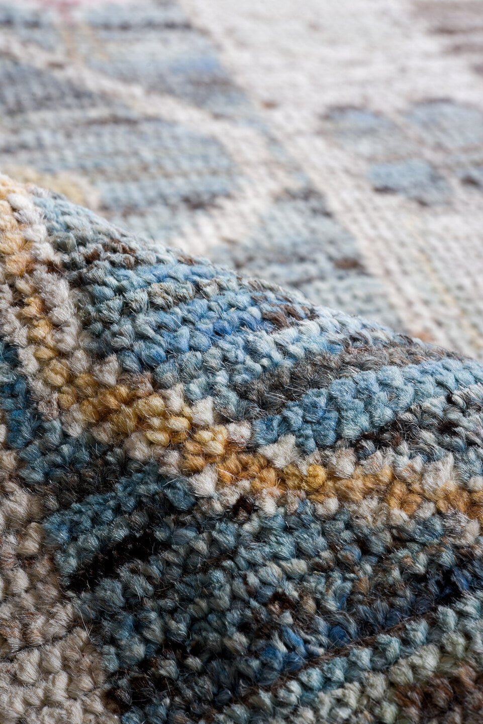 9' x 11' one-of-a-kind handmade vintage Oushak large size rug. Color palette: gray, powder_blue, ivory, blush, taupe