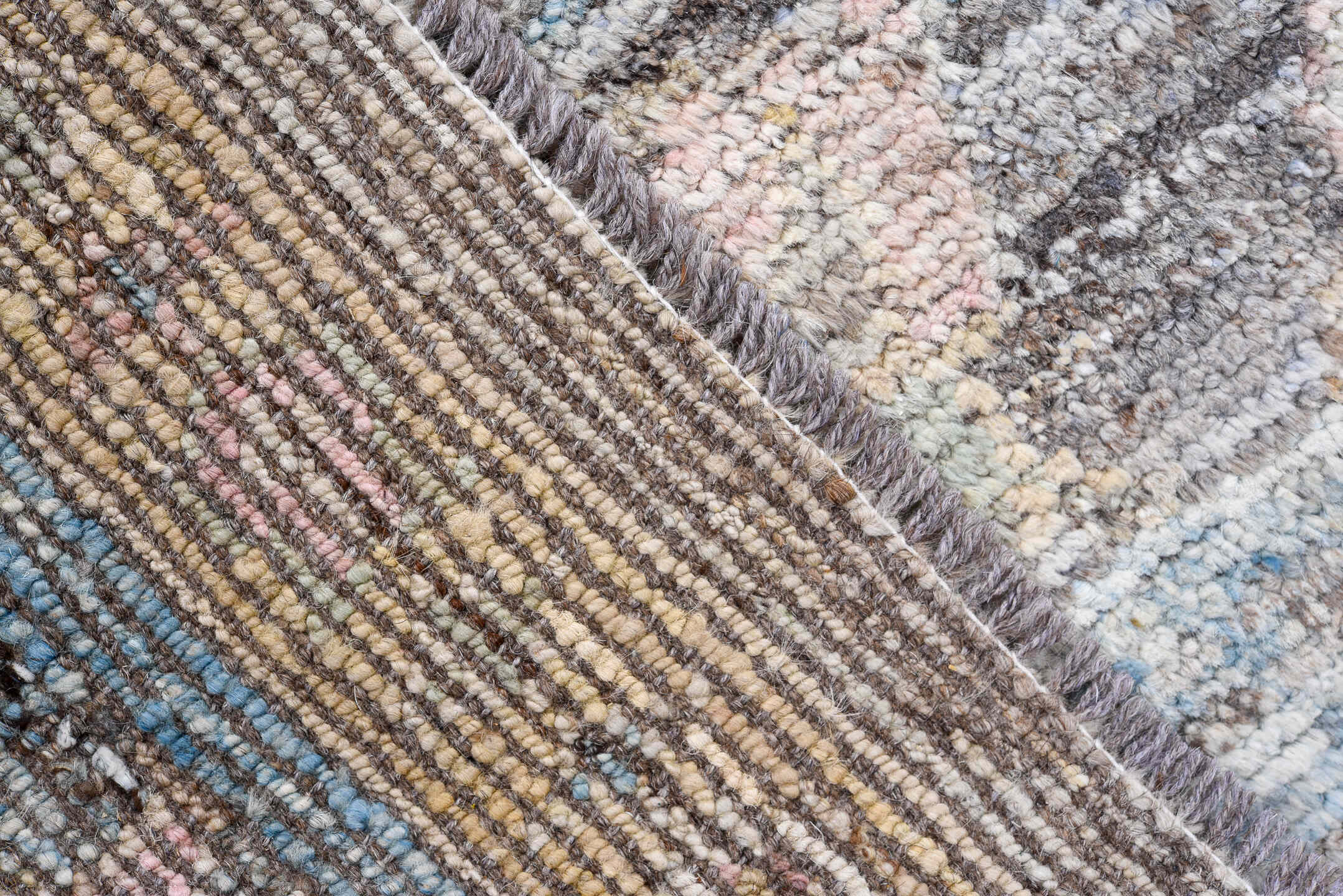 8' x 10' one-of-a-kind handmade vintage Oushak large size rug. Color palette: gray, ivory, blush, taupe, rust, slate, peach