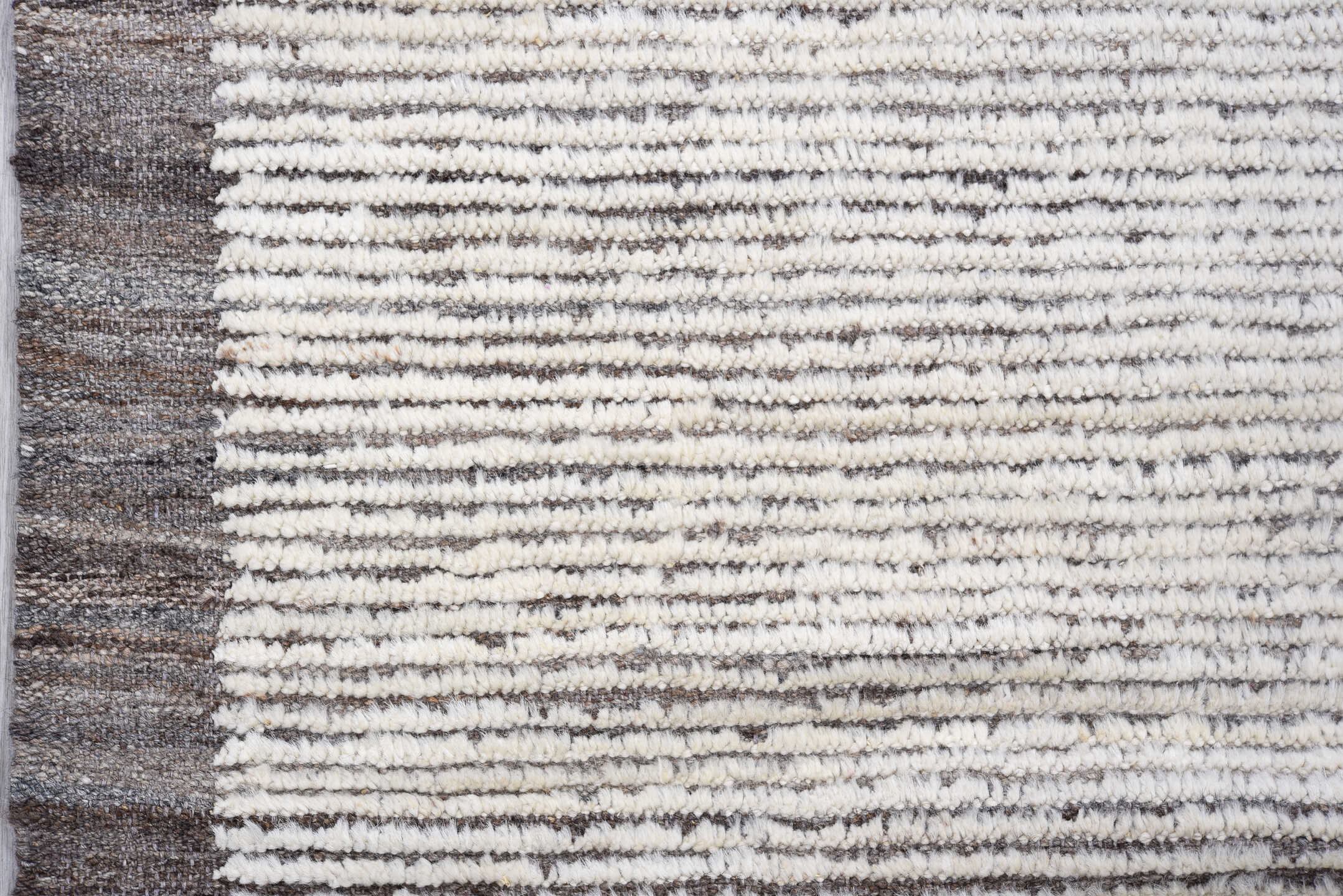 3' x 13' one-of-a-kind handmade vintage Tulu runner rug. Color palette: ivory, gray, taupe, charcoal, beige, black