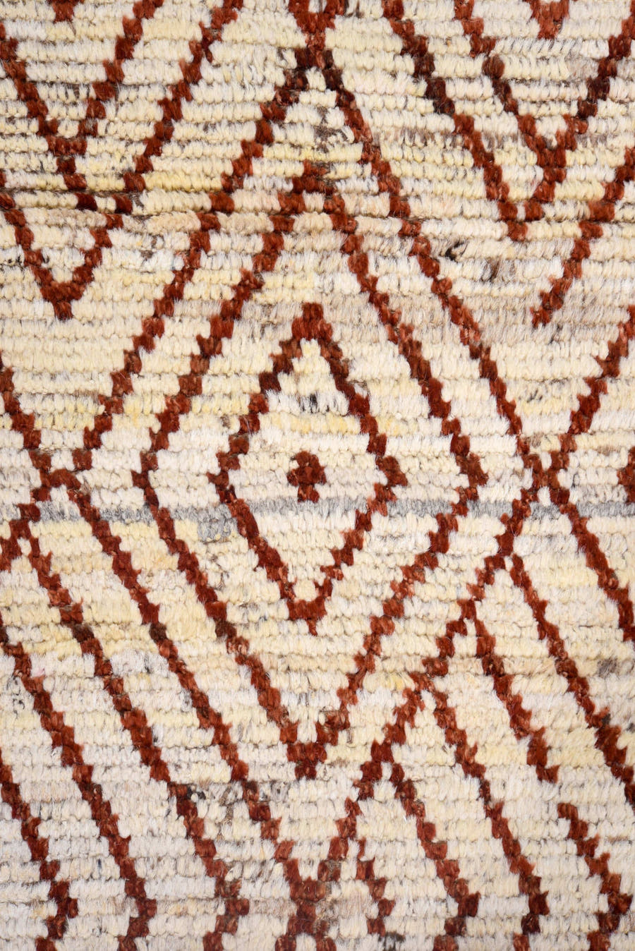 3' x 16' one-of-a-kind handmade vintage Tulu runner rug. Color palette: ivory, rust, brown, terracotta