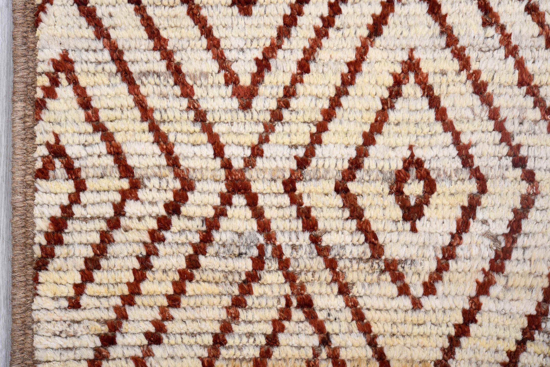 3' x 16' one-of-a-kind handmade vintage Tulu runner rug. Color palette: ivory, rust, brown, terracotta