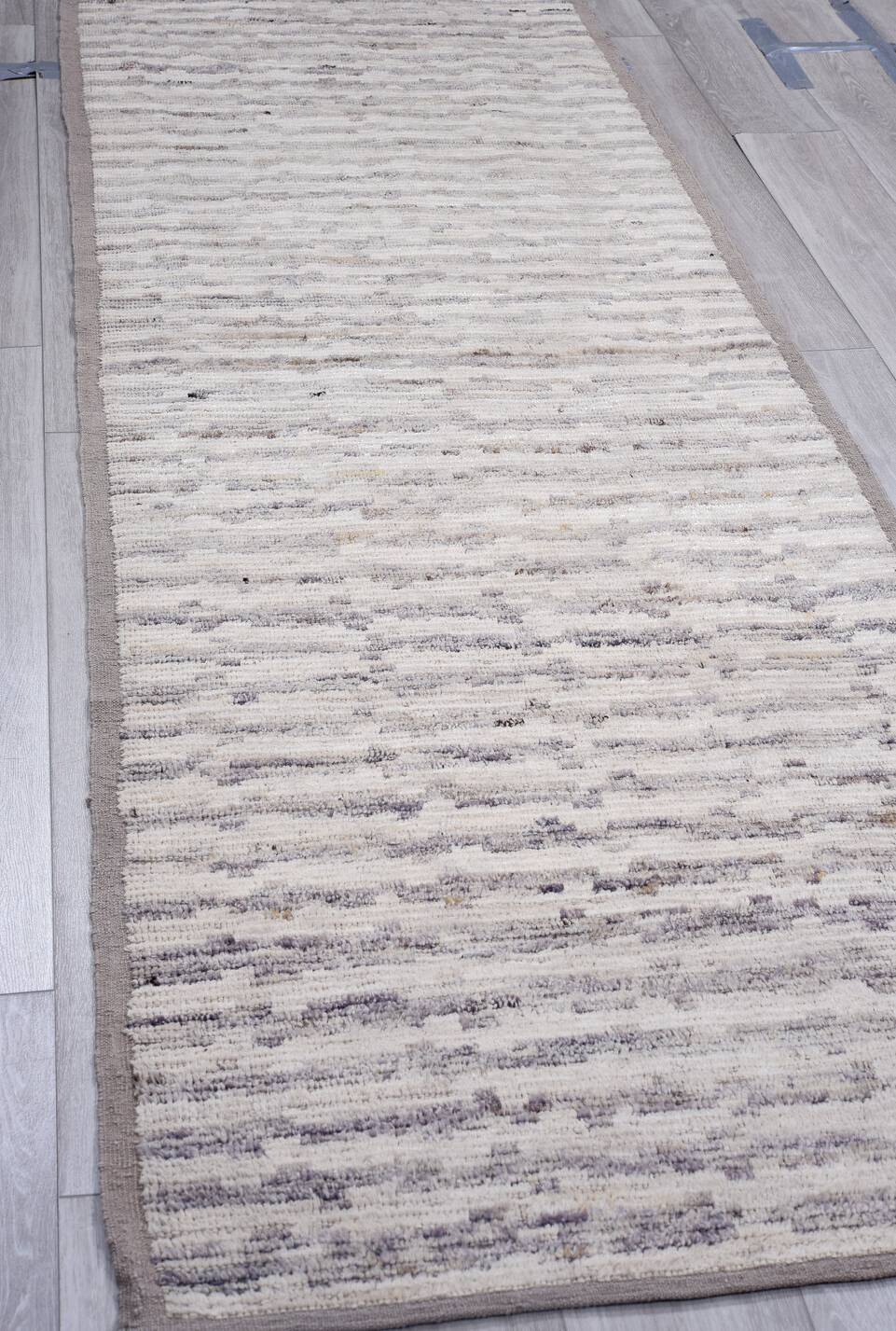 3' x 9' one-of-a-kind handmade vintage Tulu runner rug. Color palette: black, charcoal, dark gray, dim gray, gainsboro, gray