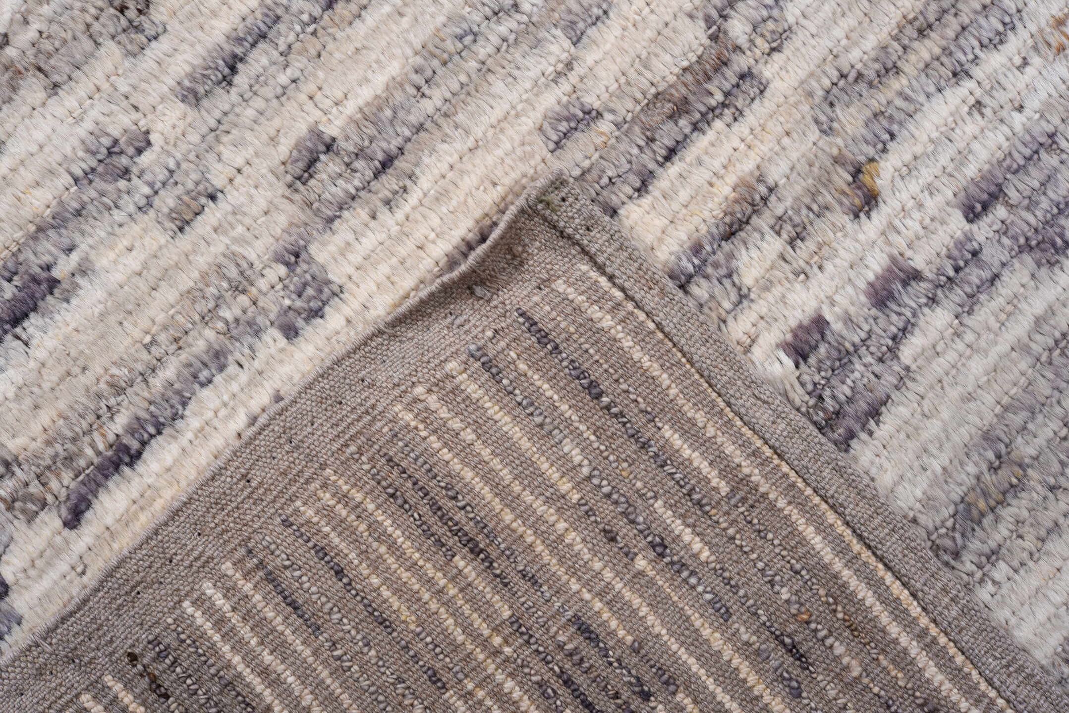 3' x 9' one-of-a-kind handmade vintage Tulu runner rug. Color palette: ivory, gray, taupe, charcoal, cream, beige, black
