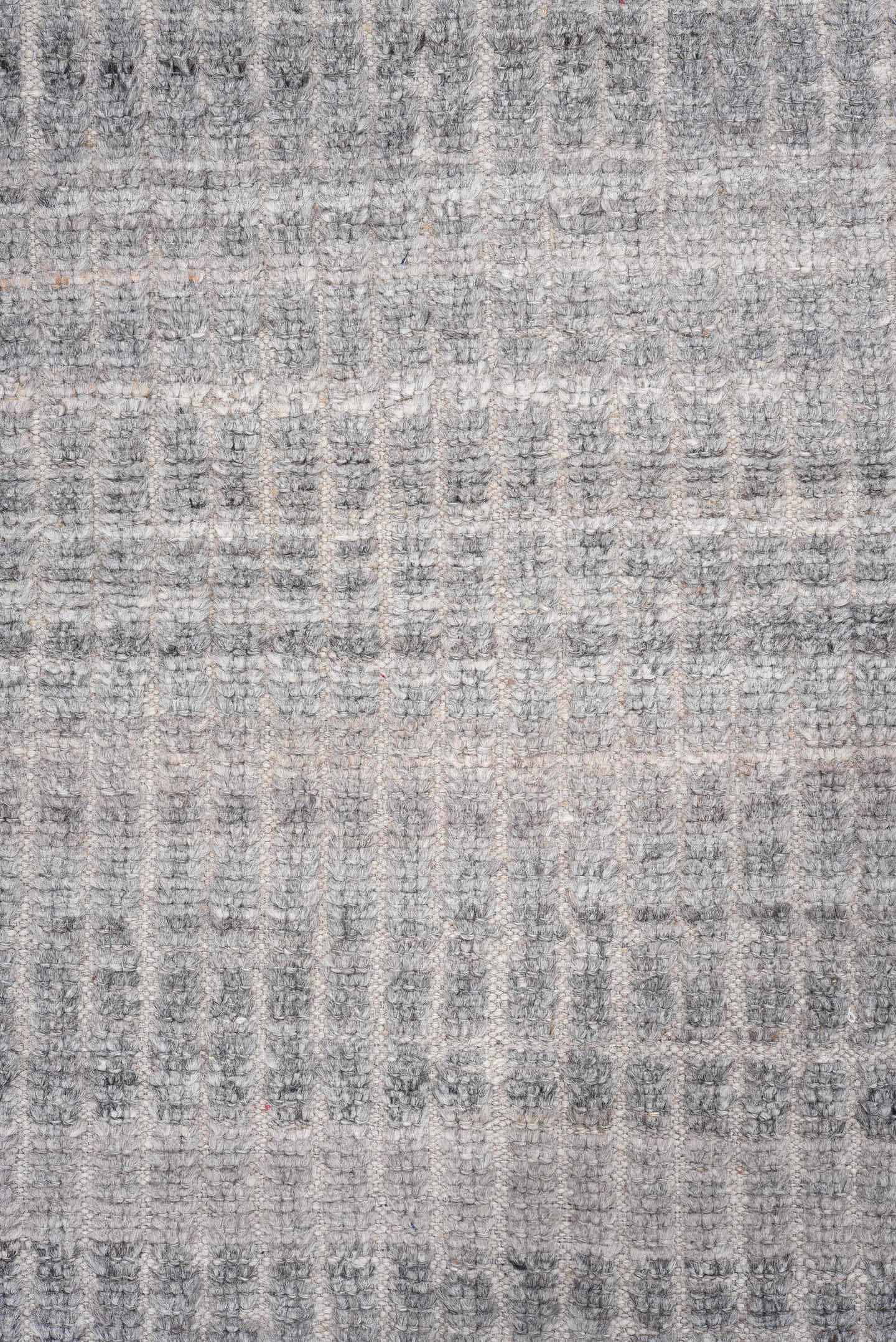 2' x 9' one-of-a-kind handmade vintage Tulu runner rug. Color palette: gray, ivory, charcoal, taupe, black, beige