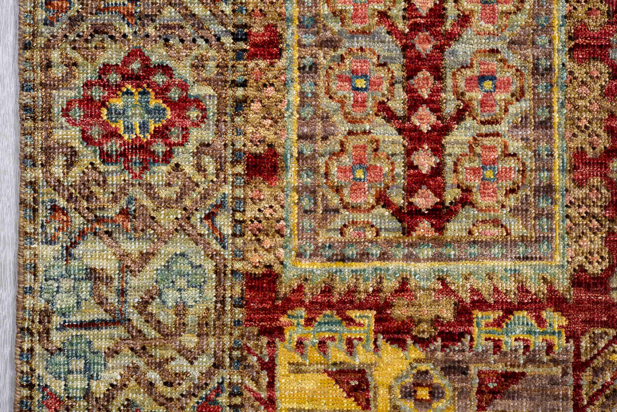 2' x 9' one-of-a-kind handmade vintage Oushak runner rug. Color palette: ivory, aqua, rust, gold, brick, taupe, sage, brown