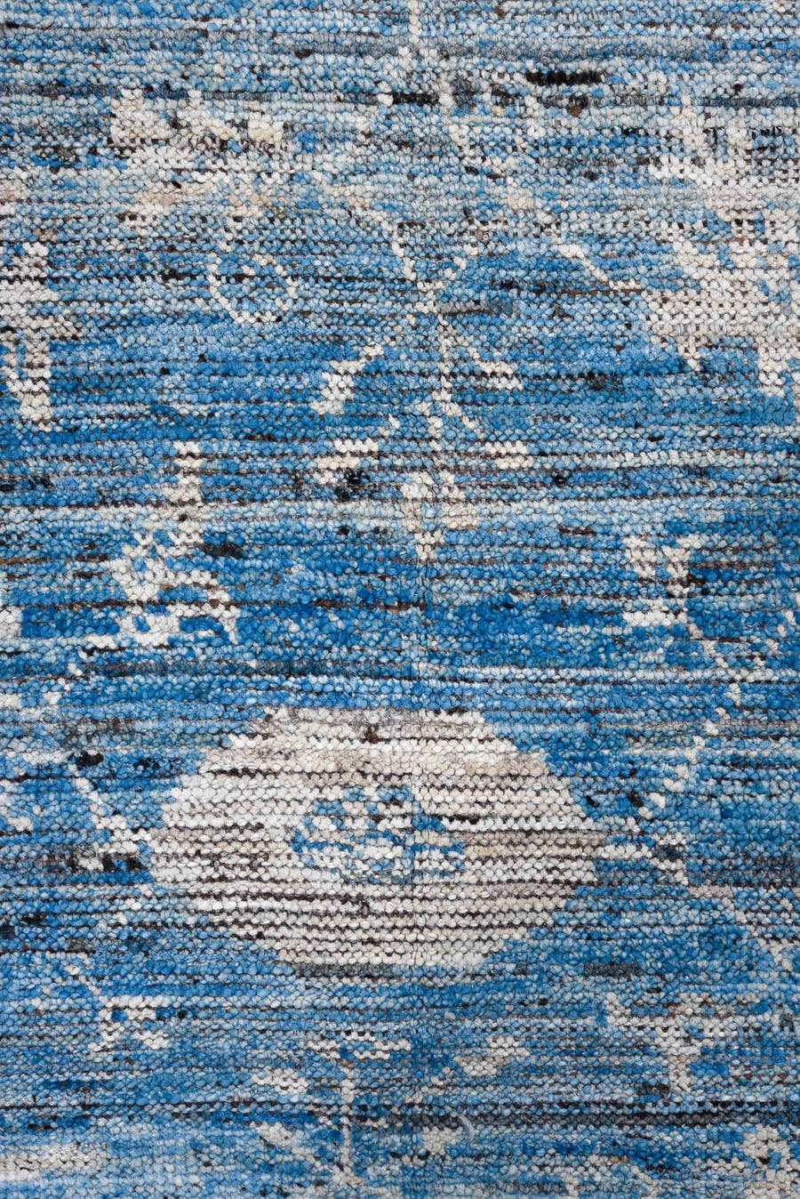 8' x 9' one-of-a-kind handmade vintage Oushak large size rug. Color palette: sky blue, ivory, slate, silver, charcoal