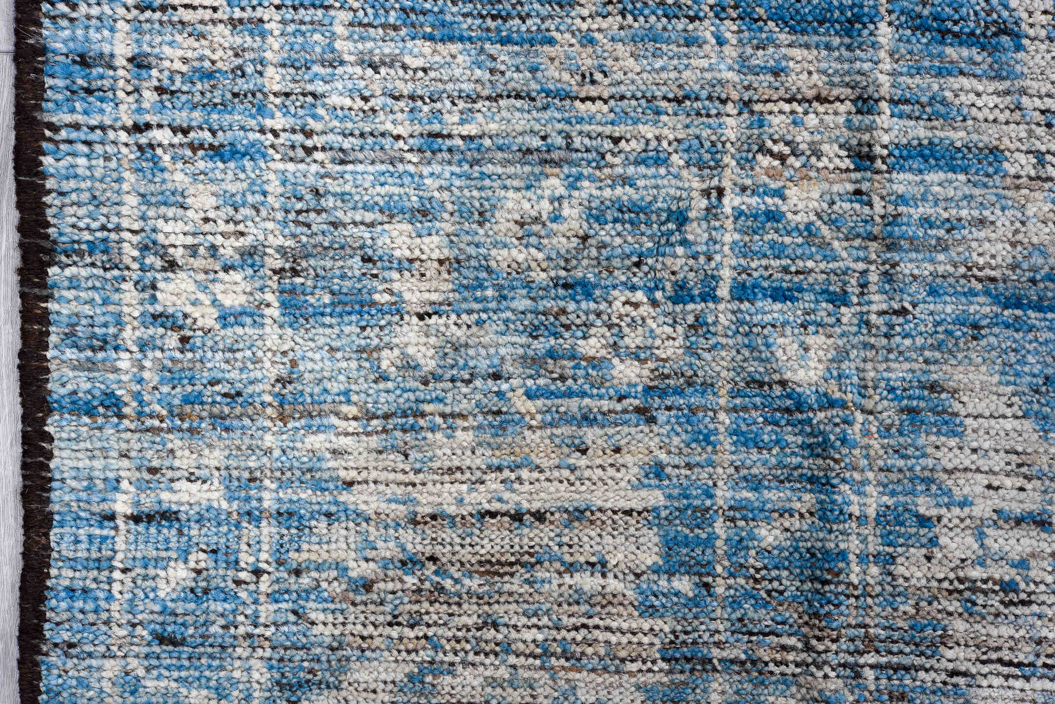 8' x 9' one-of-a-kind handmade vintage Oushak large size rug. Color palette: sky blue, ivory, slate, silver, charcoal