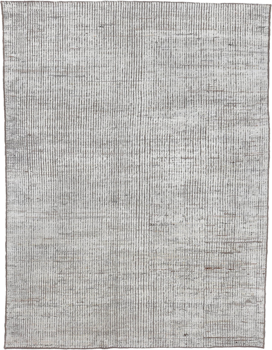 8' x 11' one-of-a-kind handmade vintage Tulu large size rug. Color palette: ivory, taupe, brown, gray, beige
