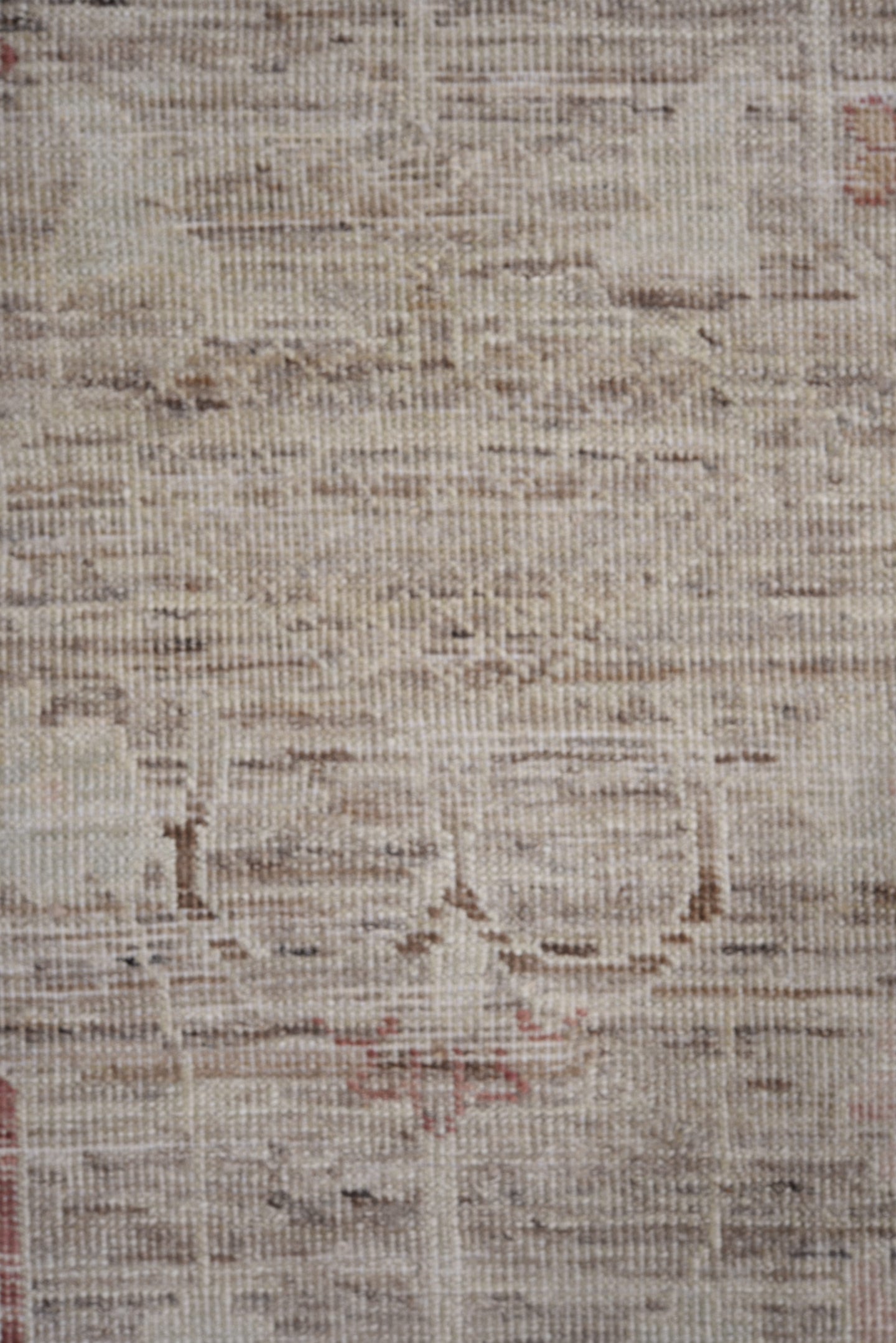 8' x 9' one-of-a-kind handmade vintage Oushak rug. Color palette: taupe, ivory, blush, rust, beige, camel, sage, gray, pink