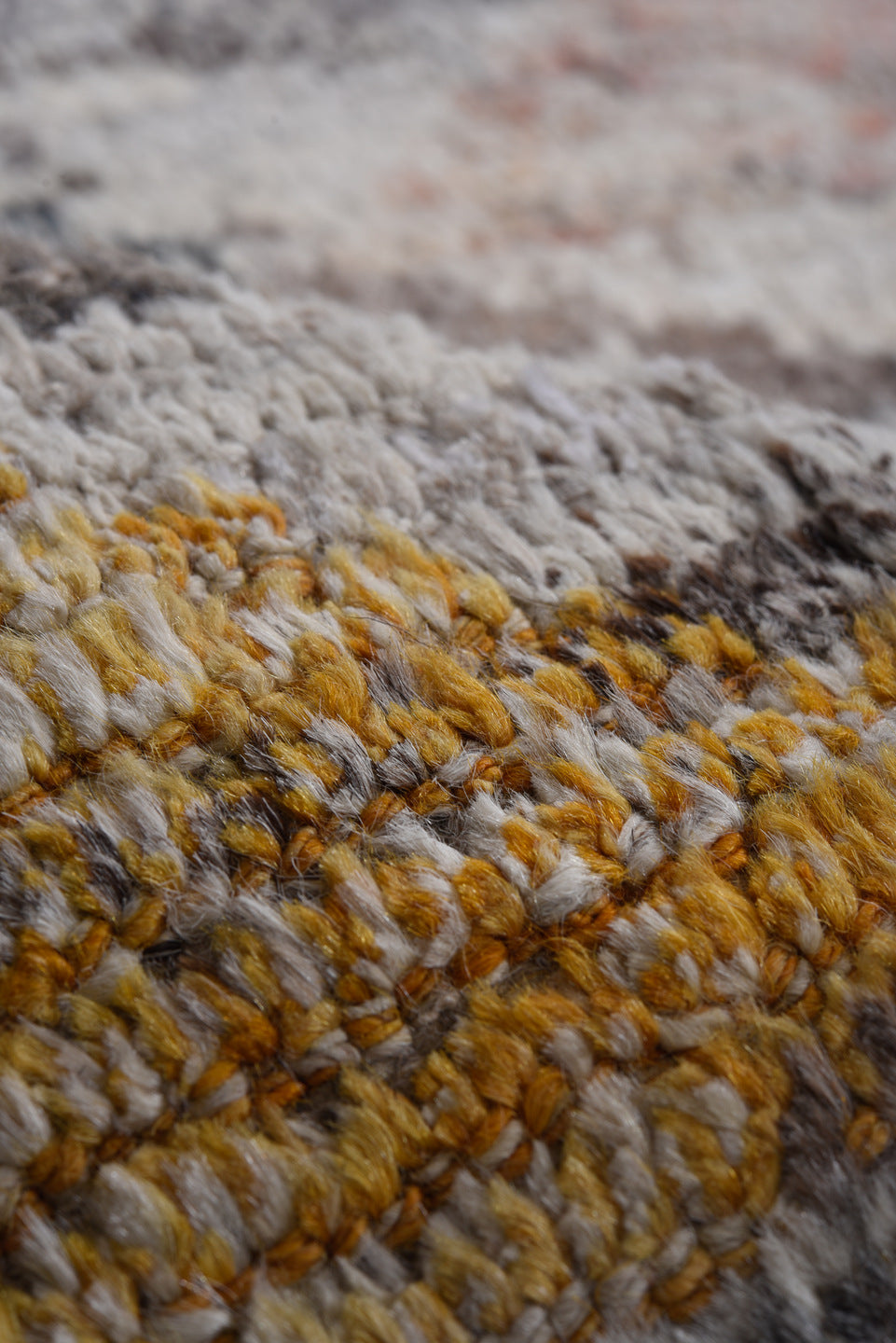 9' x 12' one-of-a-kind handmade vintage Tulu large size rug. Color palette: black, blue, brown, charcoal, dark gray