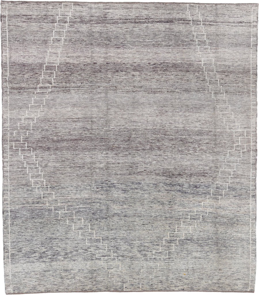 8' x 9' one-of-a-kind handmade vintage Tulu large size rug. Color palette: ivory, taupe, gray, greige, charcoal, beige