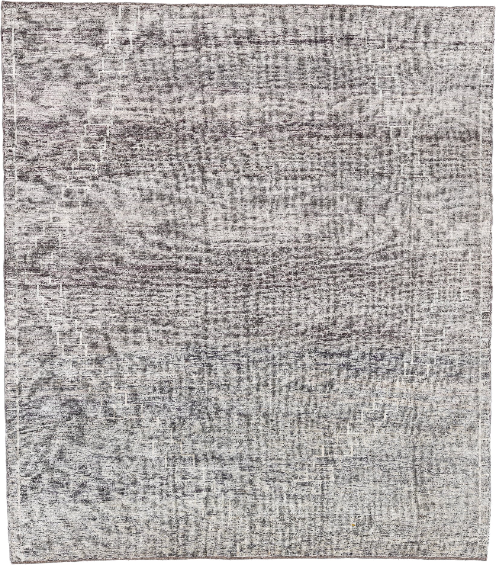 8' x 9' one-of-a-kind handmade vintage Tulu large size rug. Color palette: ivory, taupe, gray, greige, charcoal, beige
