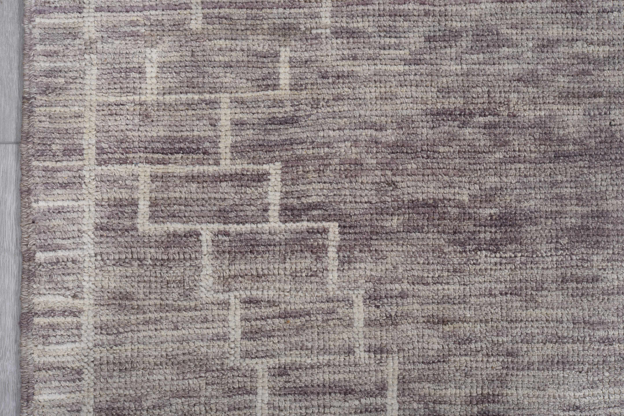 8' x 9' one-of-a-kind handmade vintage Tulu large size rug. Color palette: ivory, taupe, gray, greige, charcoal, beige