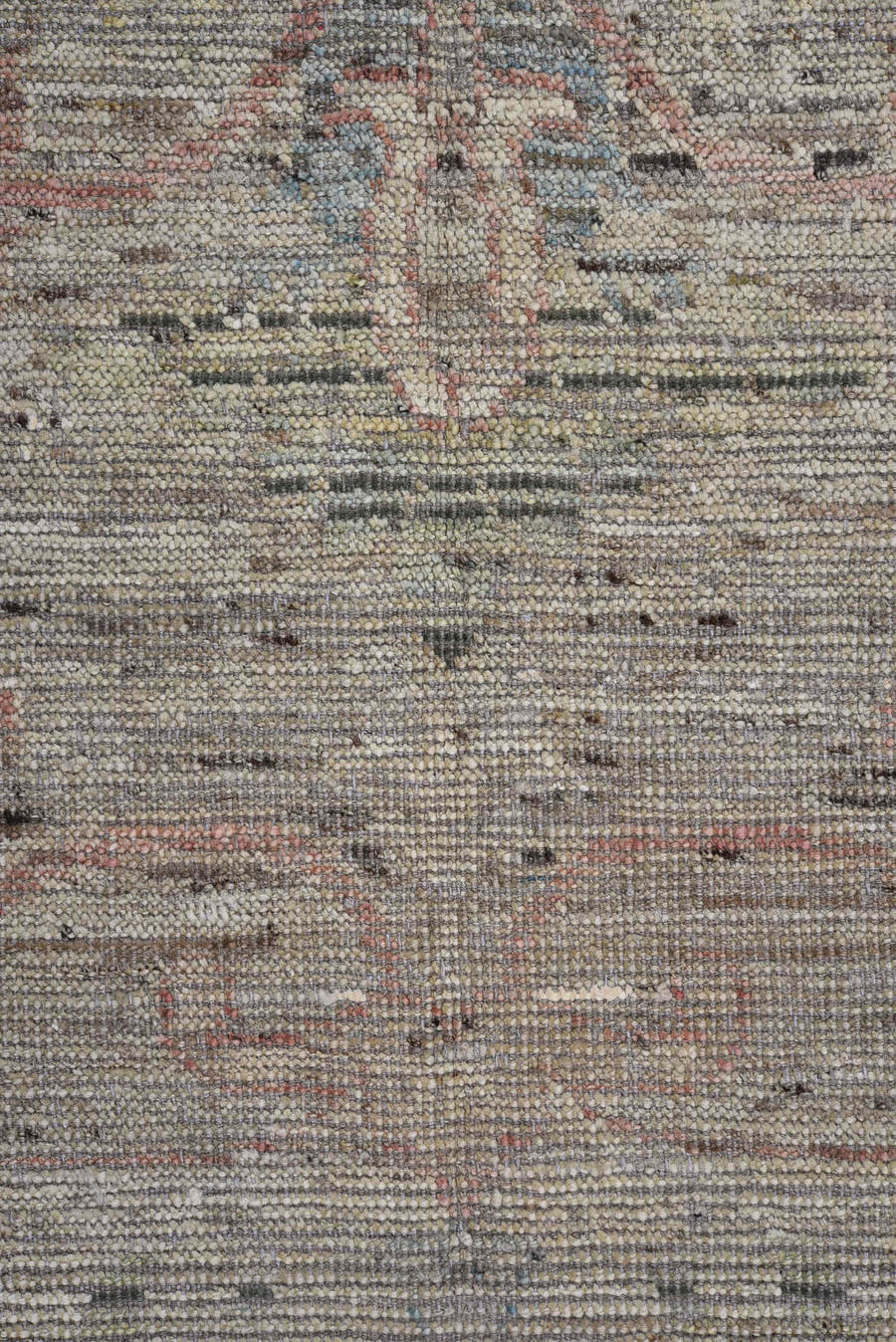 7' x 10' one-of-a-kind handmade vintage Oushak large size rug. Color palette: taupe, sage, coral, ivory, gold, dusty rose