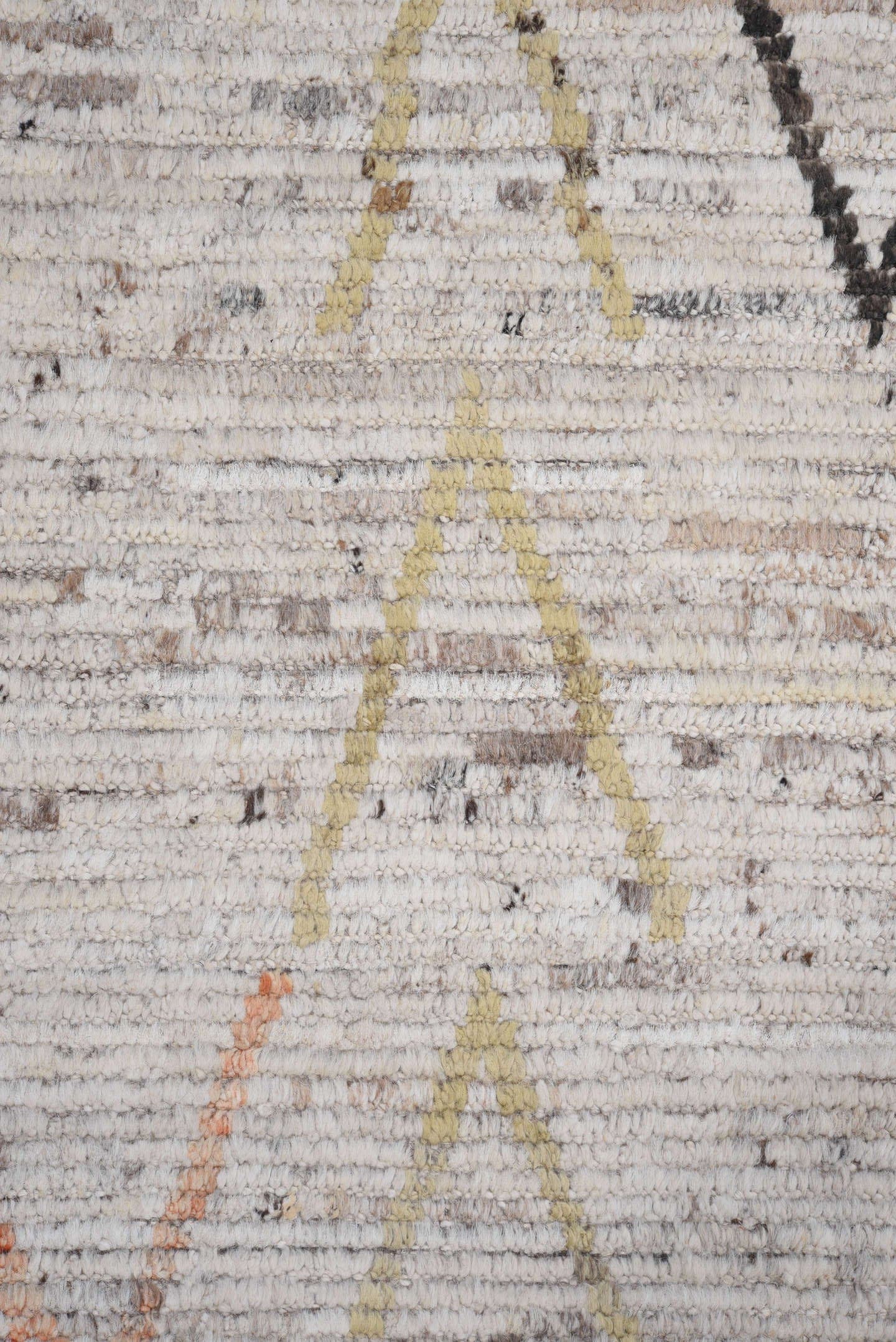 9' x 11' one-of-a-kind handmade vintage Tulu large size rug. Color palette: ivory, taupe, charcoal, cobalt, soft_gold, coral
