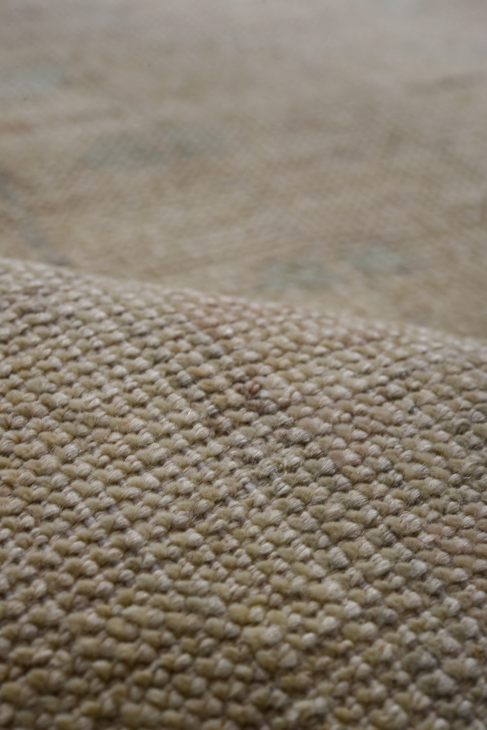 8' x 9' one-of-a-kind handmade vintage Oushak rug. Color palette: black, brown, gray, light gray, off-white, pink