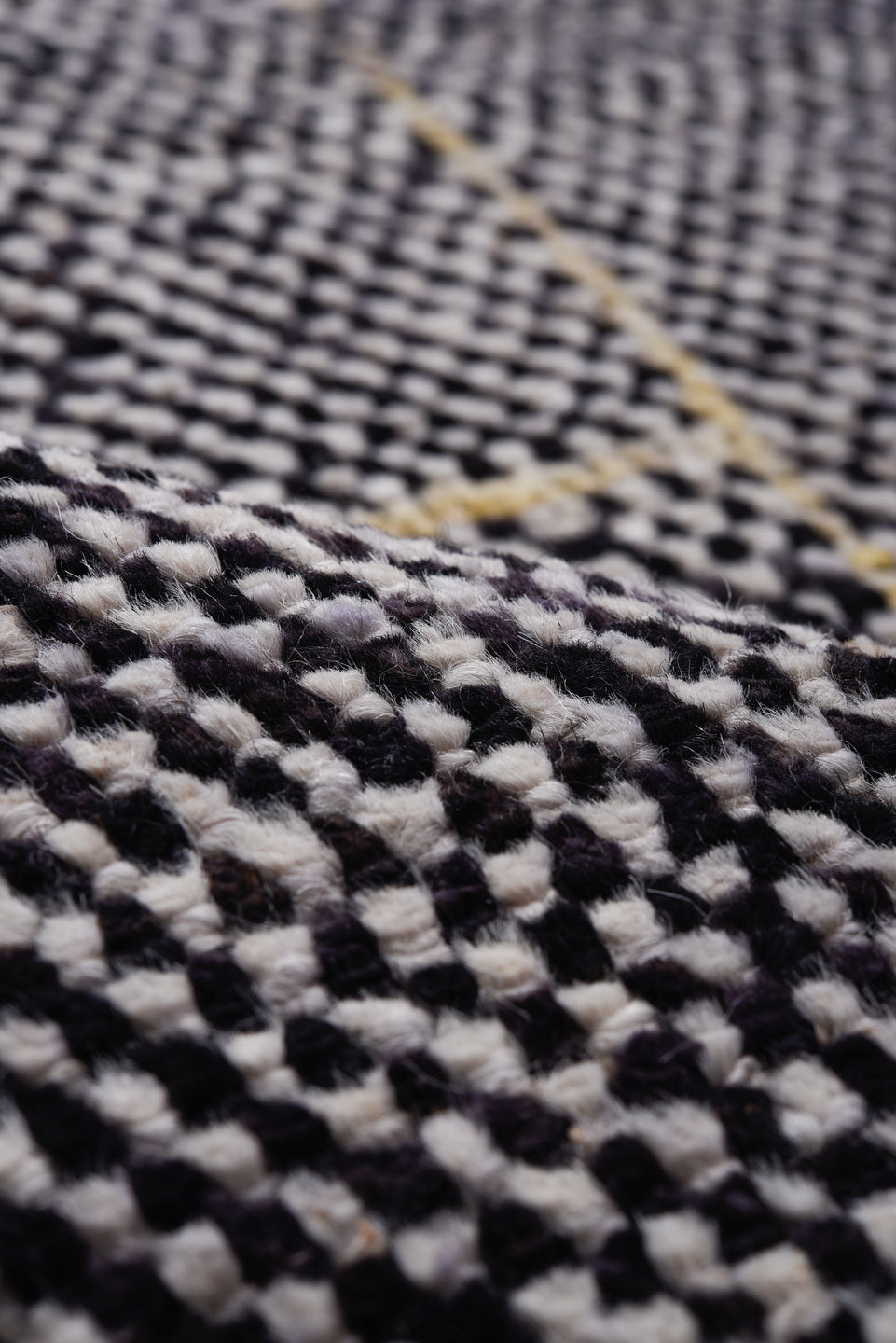 6' x 8' one-of-a-kind handmade vintage Tulu medium size rug. Color palette: black, blue, brown, charcoal, dark gray