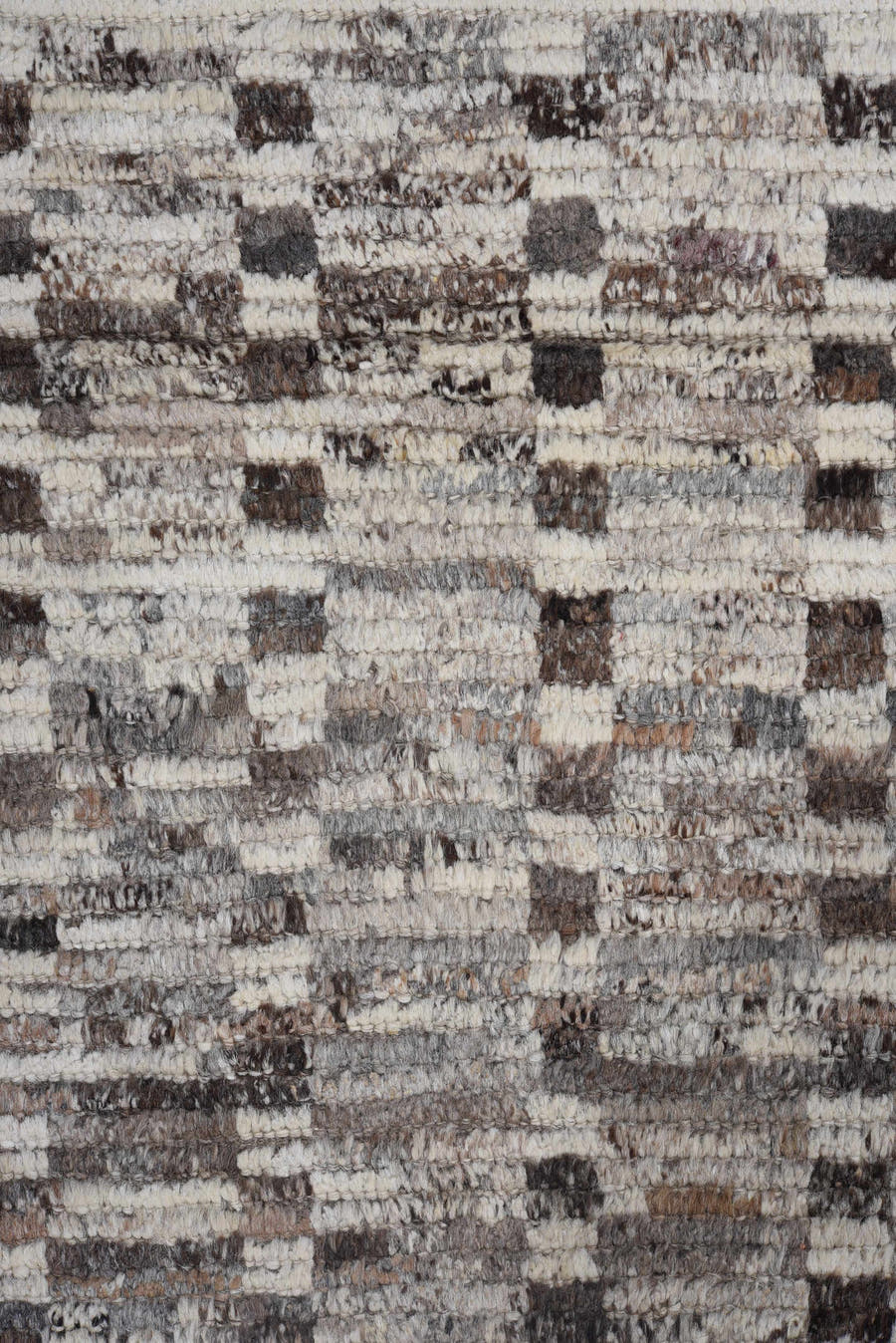 3' x 13' one-of-a-kind handmade vintage Tulu runner rug. Color palette: ivory, taupe, brown, charcoal, gray, camel, beige