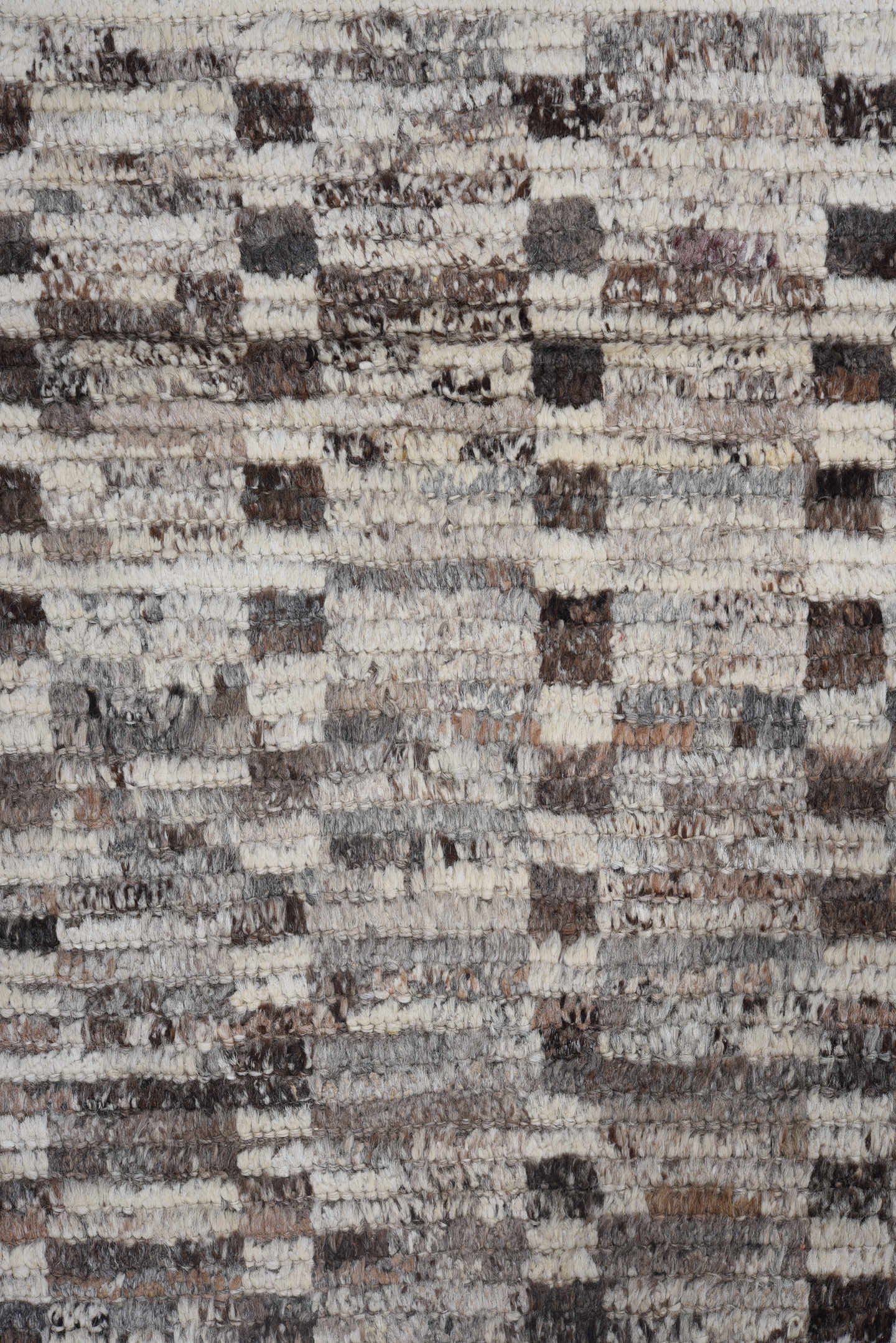 3' x 13' one-of-a-kind handmade vintage Tulu runner rug. Color palette: ivory, taupe, brown, charcoal, gray, camel, beige