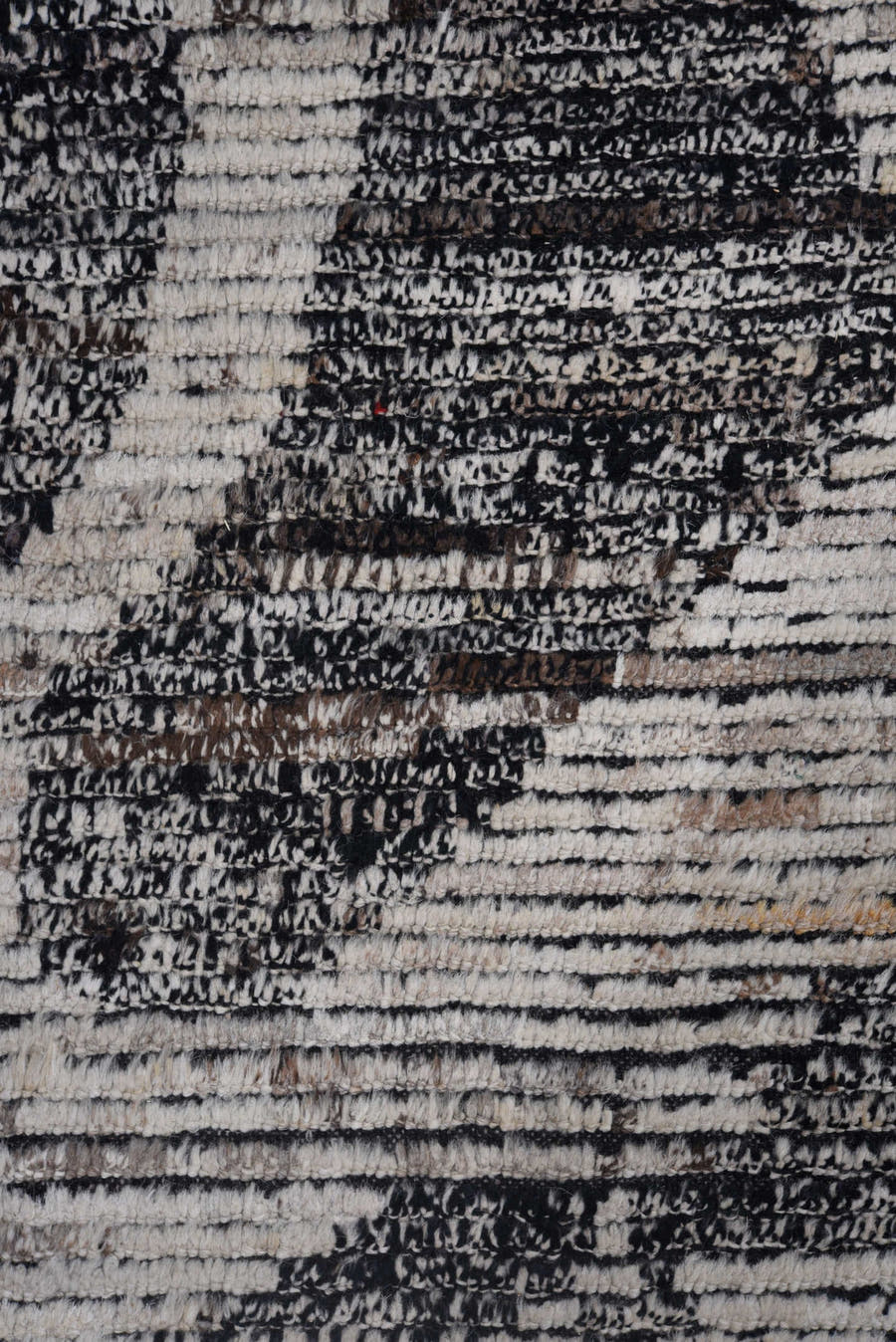 9' x 12' one-of-a-kind handmade vintage Tulu large size rug. Color palette: ivory, charcoal, black, gray