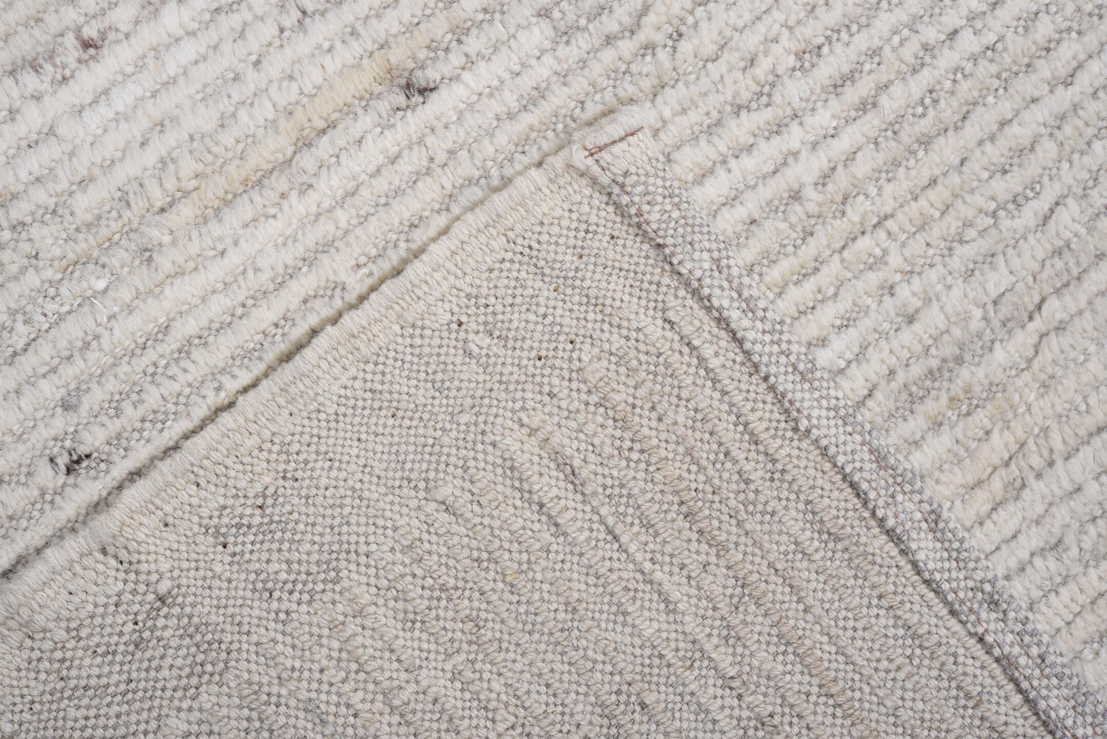 8' x 9' one-of-a-kind handmade vintage Tulu rug. Color palette: ivory, cream, taupe, light gray, beige, charcoal, gray