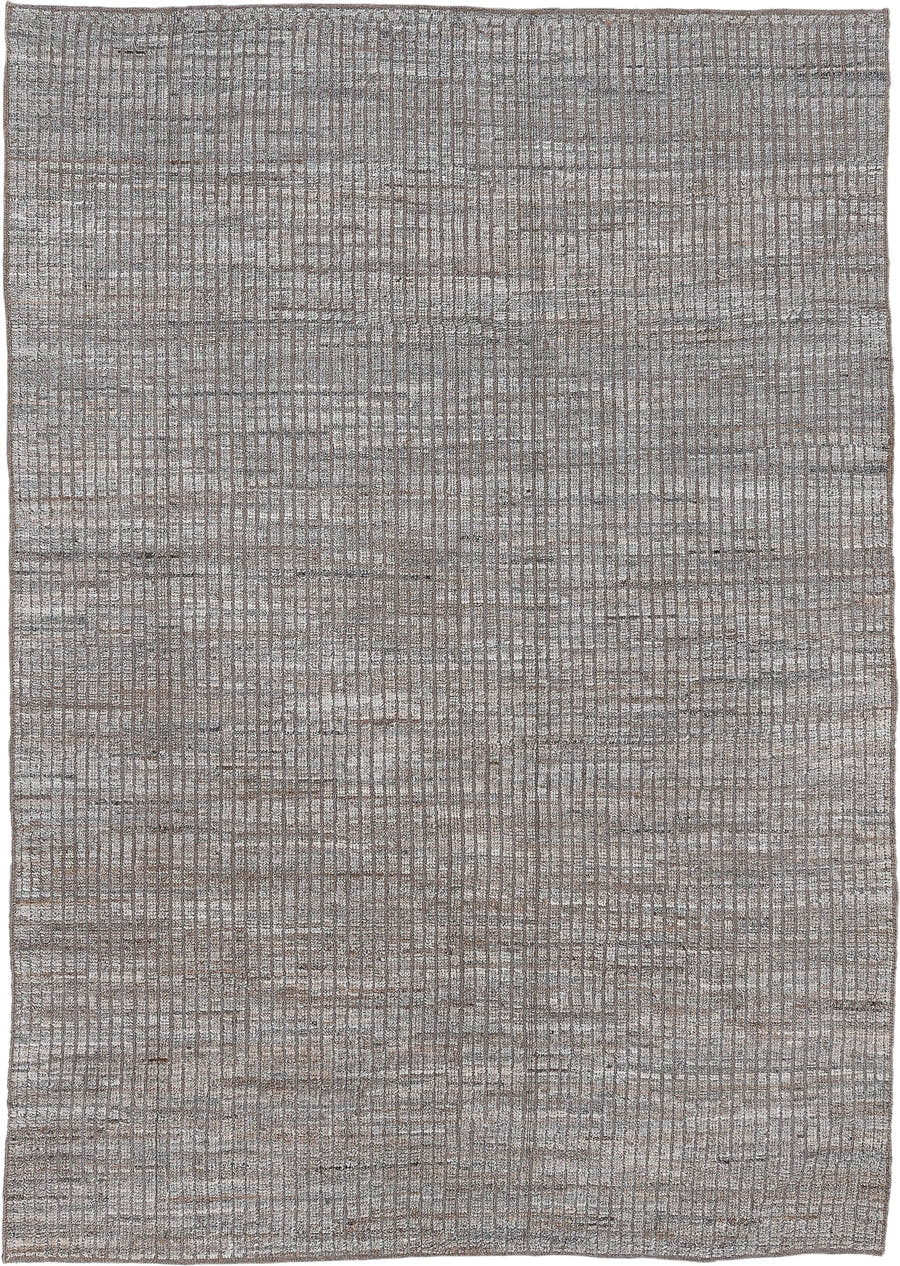 6' x 8' one-of-a-kind handmade vintage Tulu medium size rug. Color palette: taupe, ivory, brown, gray, beige