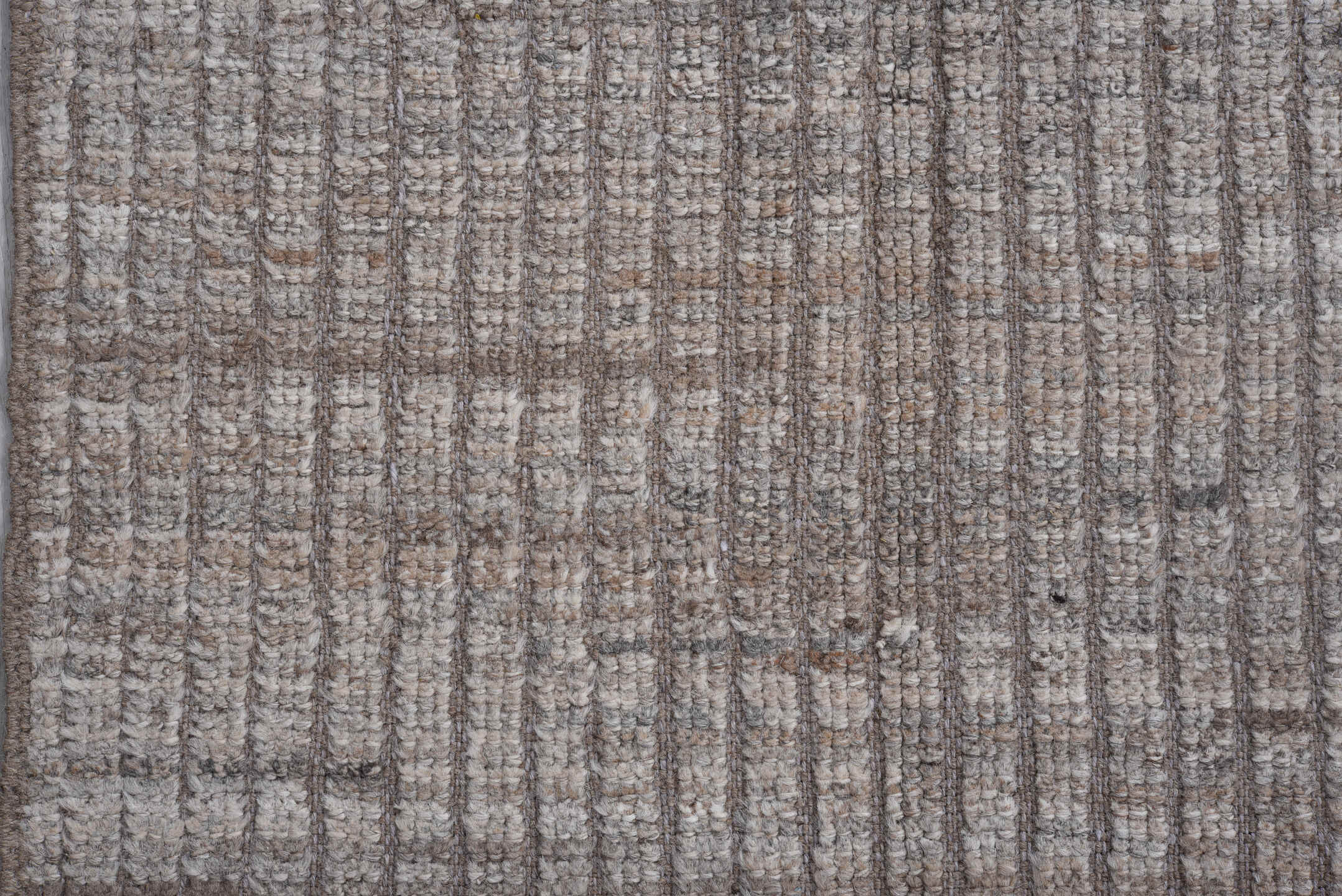 6' x 8' one-of-a-kind handmade vintage Tulu medium size rug. Color palette: taupe, ivory, brown, gray, beige