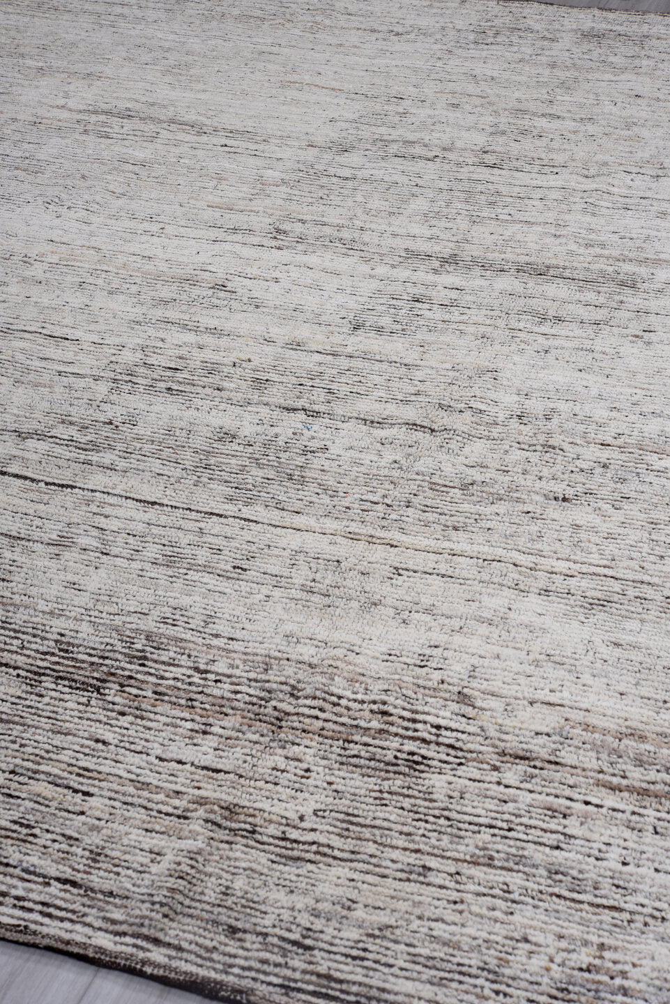 9' x 11' one-of-a-kind handmade vintage Tulu large size rug. Color palette: ivory, brown, taupe, charcoal, beige, gray