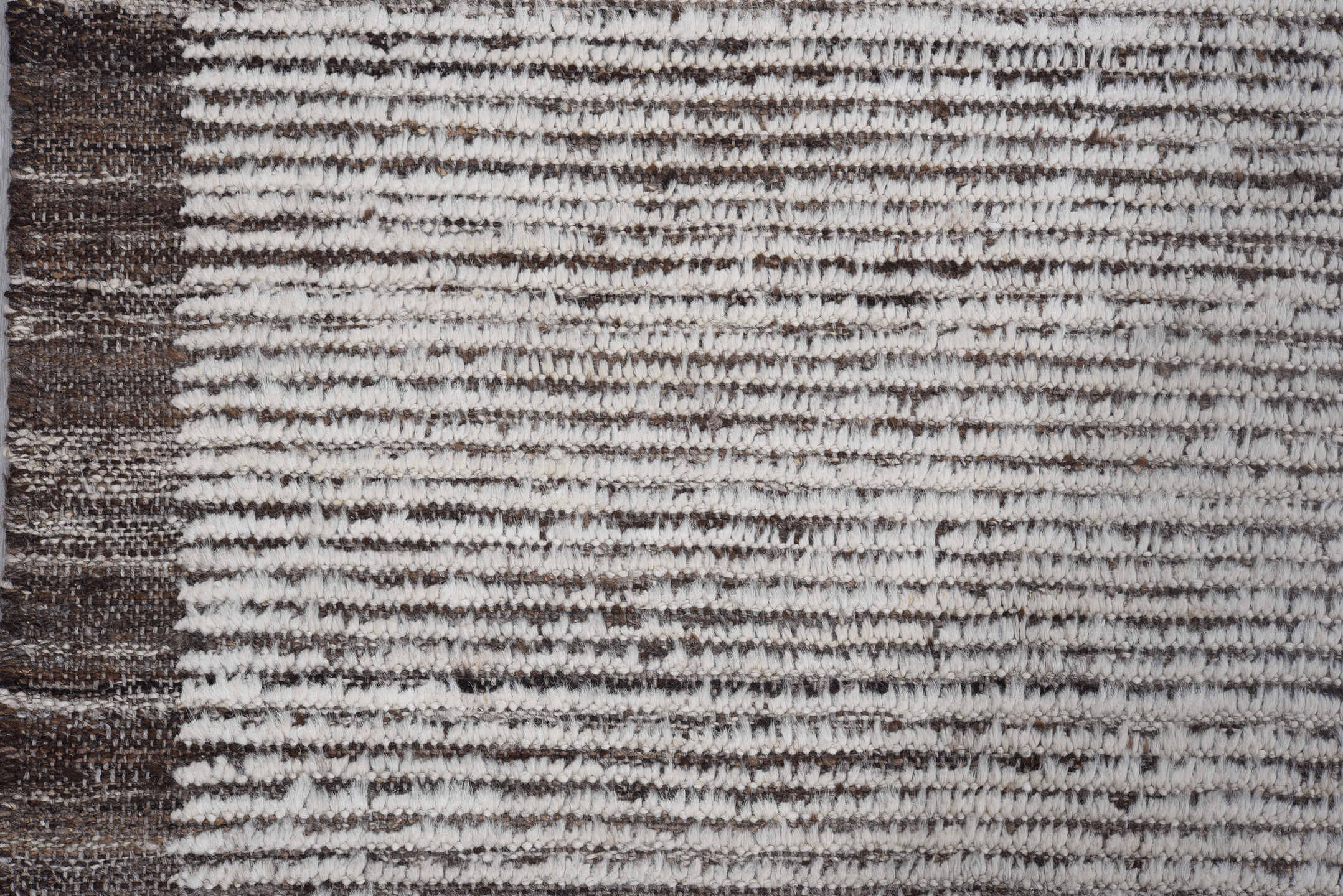 6' x 8' one-of-a-kind handmade vintage Tulu rug. Color palette: ivory, brown, taupe, charcoal, beige, gray, black